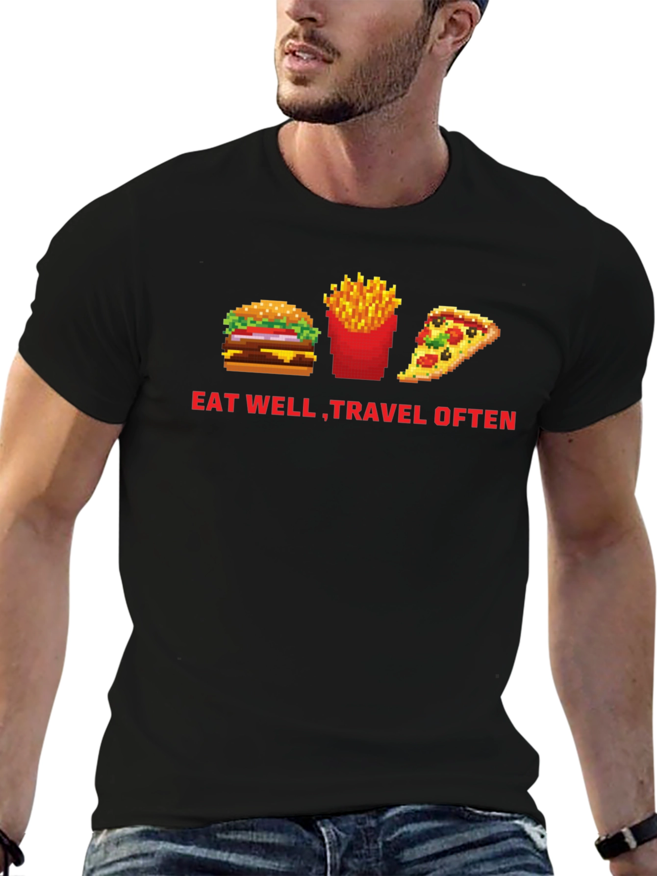 Eat Well Travel Often Black T-Shirt