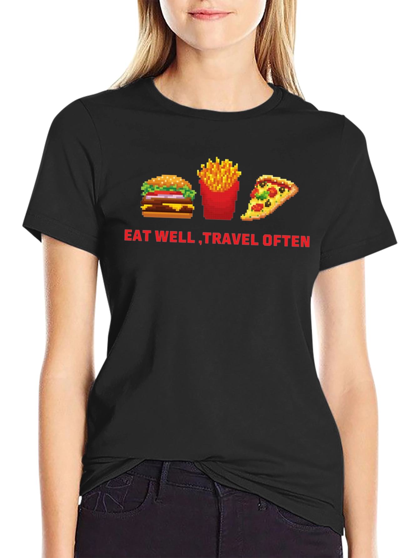 Eat Well Travel Often Black T-Shirt