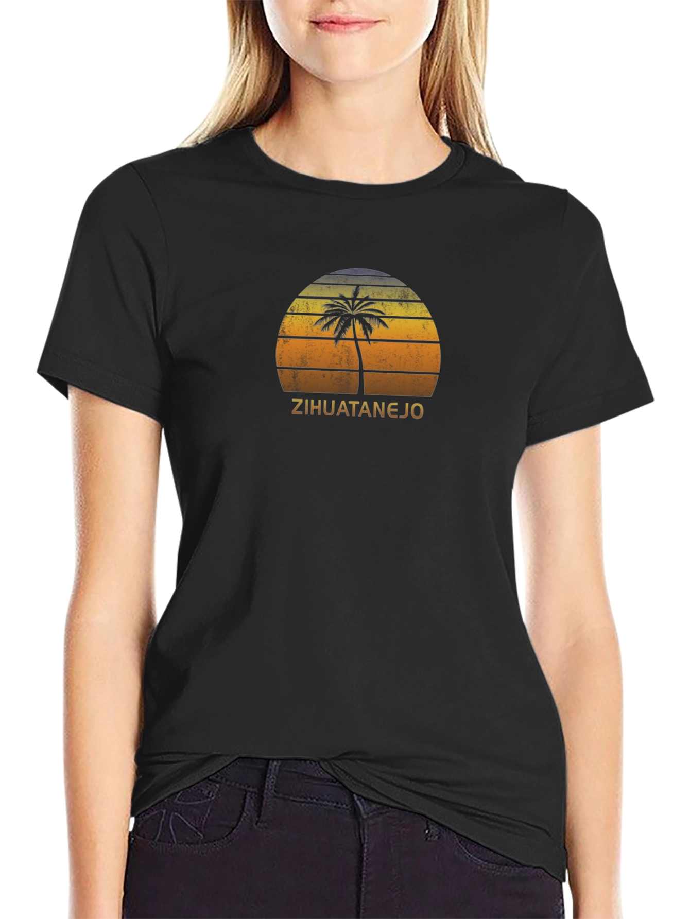 Zihuatanejo Palm Tree Sunset T-Shirt
