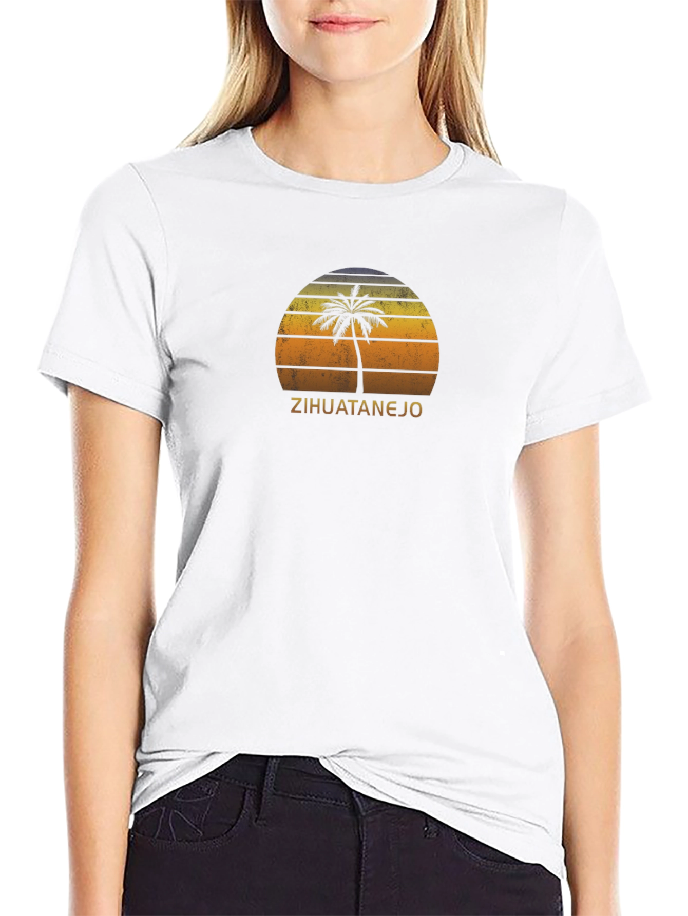 Zihuatanejo Palm Tree Sunset T-Shirt