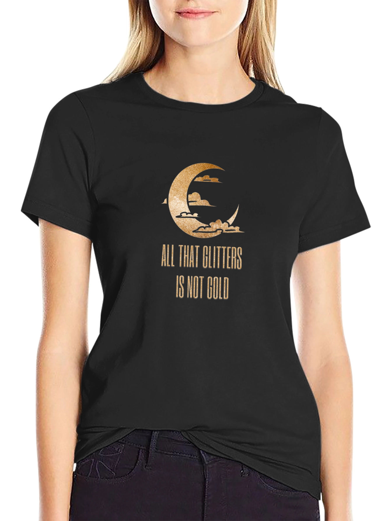 All That Glitters T-Shirt - Moon & Clouds Graphic