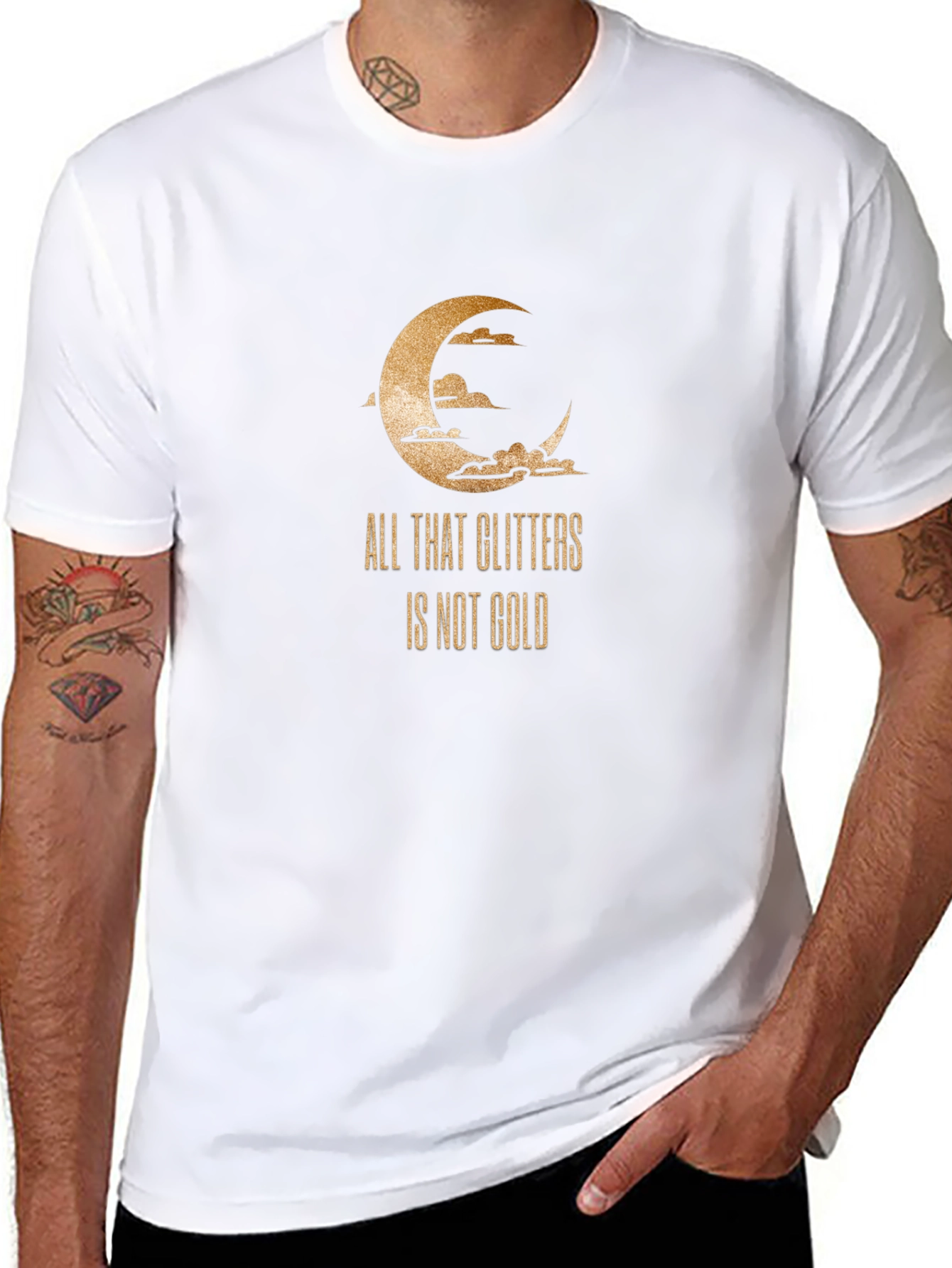 All That Glitters T-Shirt - Moon & Clouds Graphic