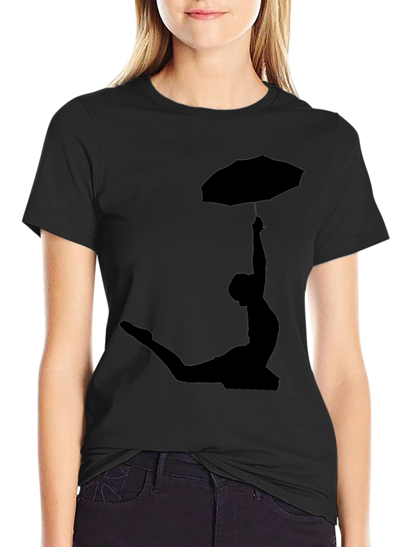 Umbrella Silhouette Tee - Black Cotton T-Shirt