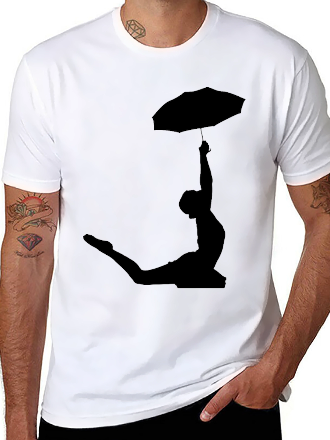 Umbrella Silhouette Tee - Black Cotton T-Shirt