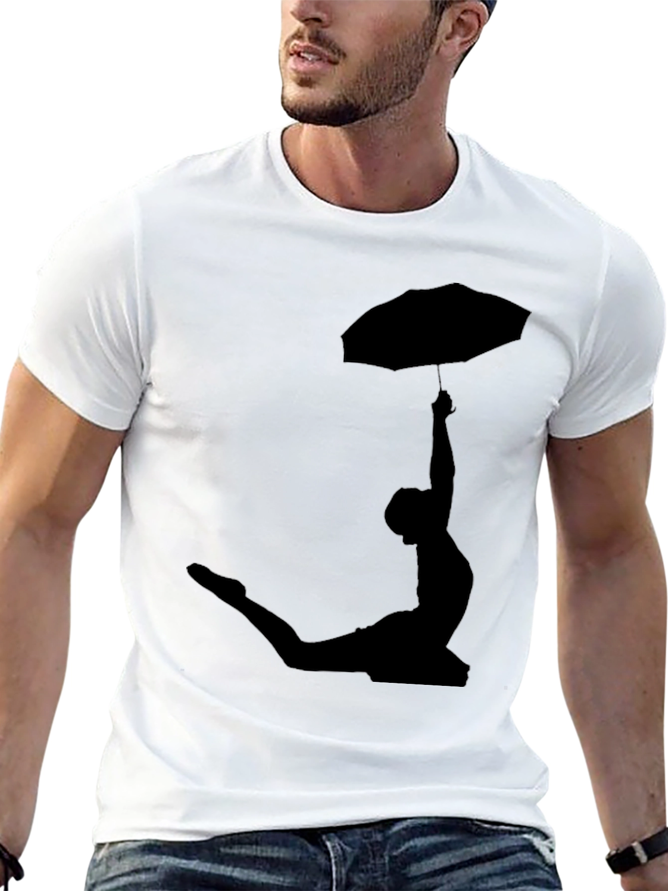 Umbrella Silhouette Tee - Black Cotton T-Shirt