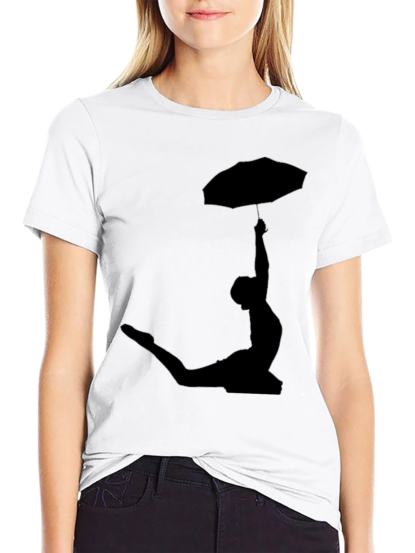 Umbrella Silhouette Tee - Black Cotton T-Shirt