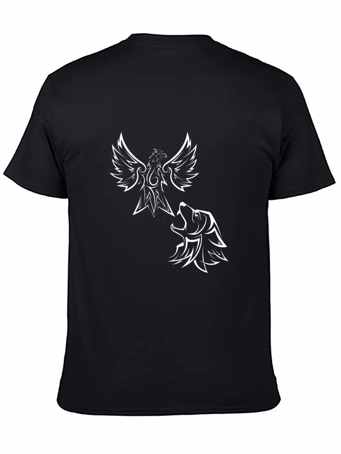 Phoenix & Wolf Graphic Print Black T-Shirt