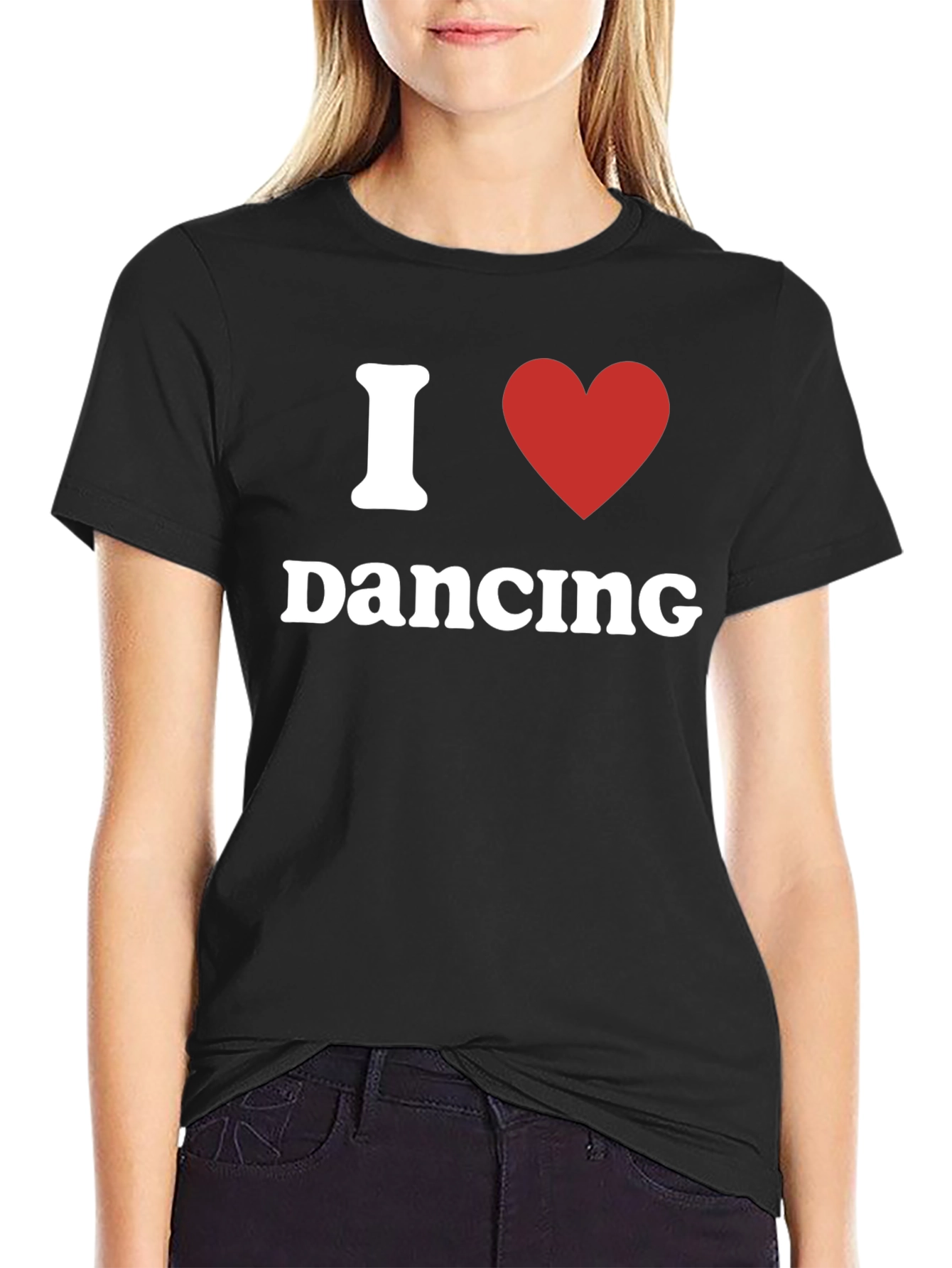 I Love Dancing T-Shirt - Black Crew Neck Tee