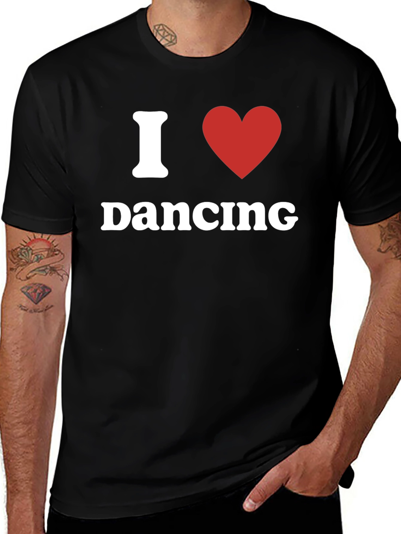I Love Dancing T-Shirt - Black Crew Neck Tee