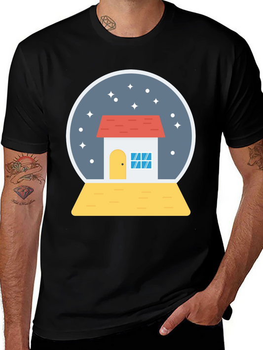 Snow Globe House Graphic Tee - Black
