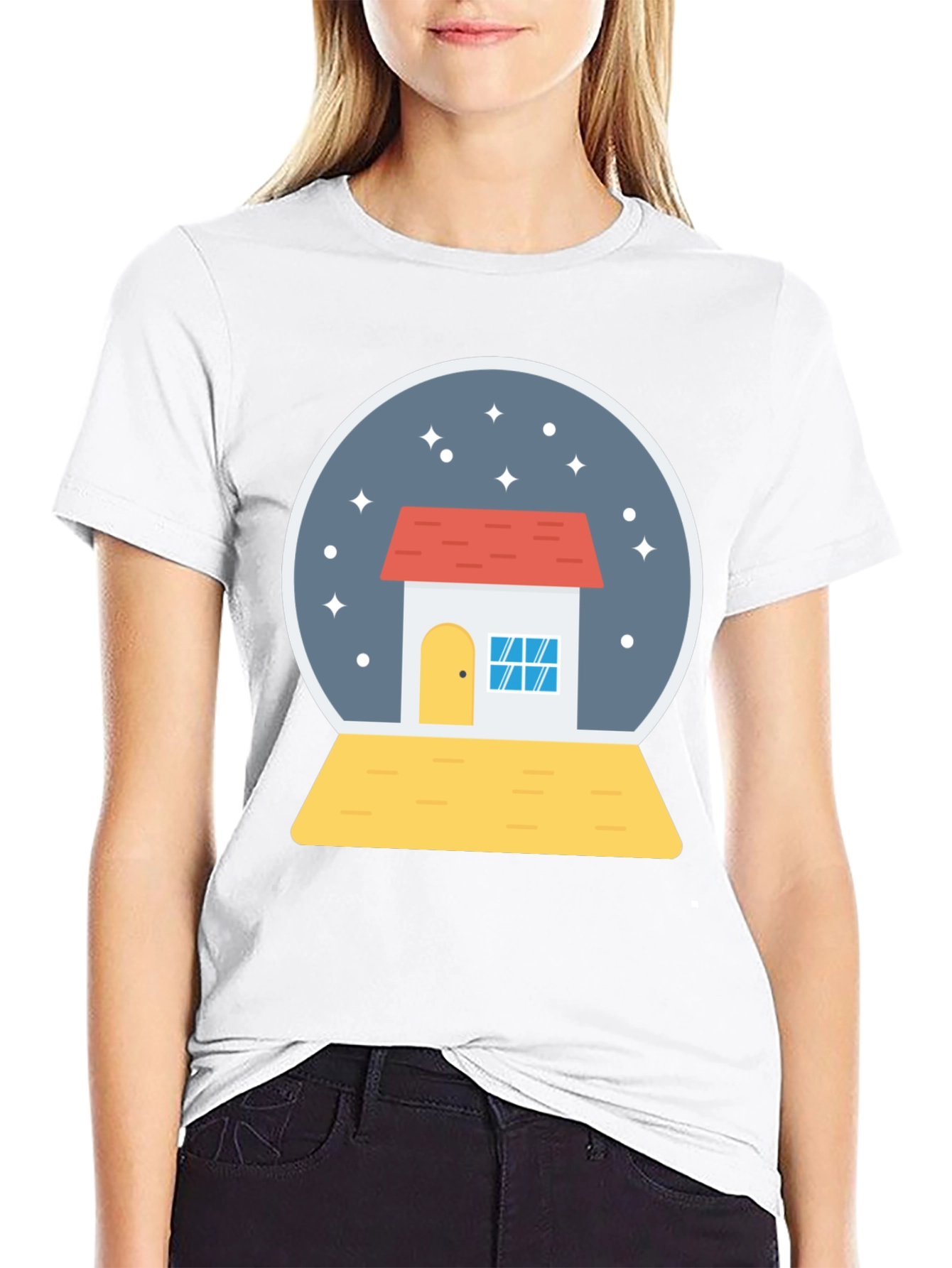 Snow Globe House Graphic Tee - Black