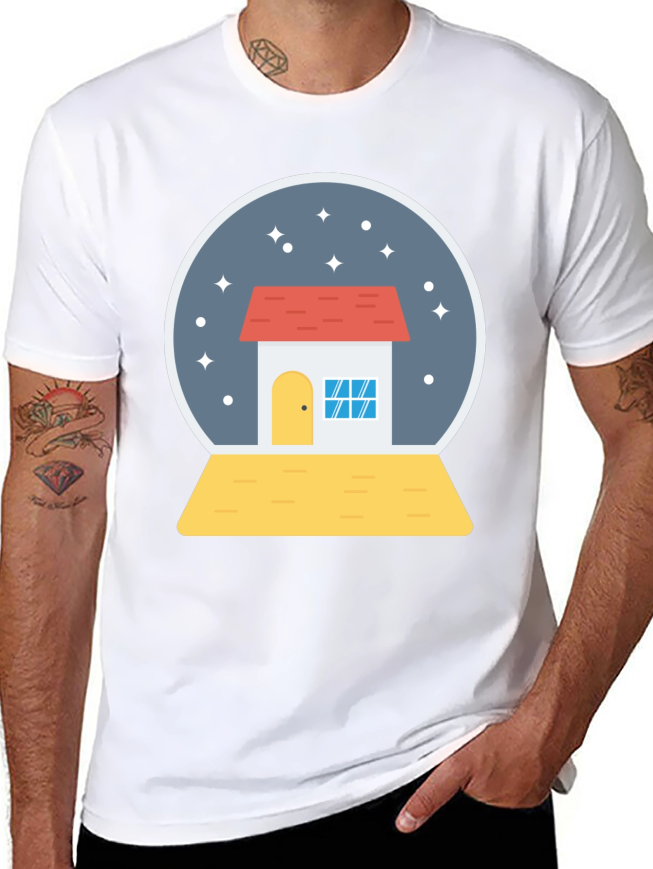 Snow Globe House Graphic Tee - Black