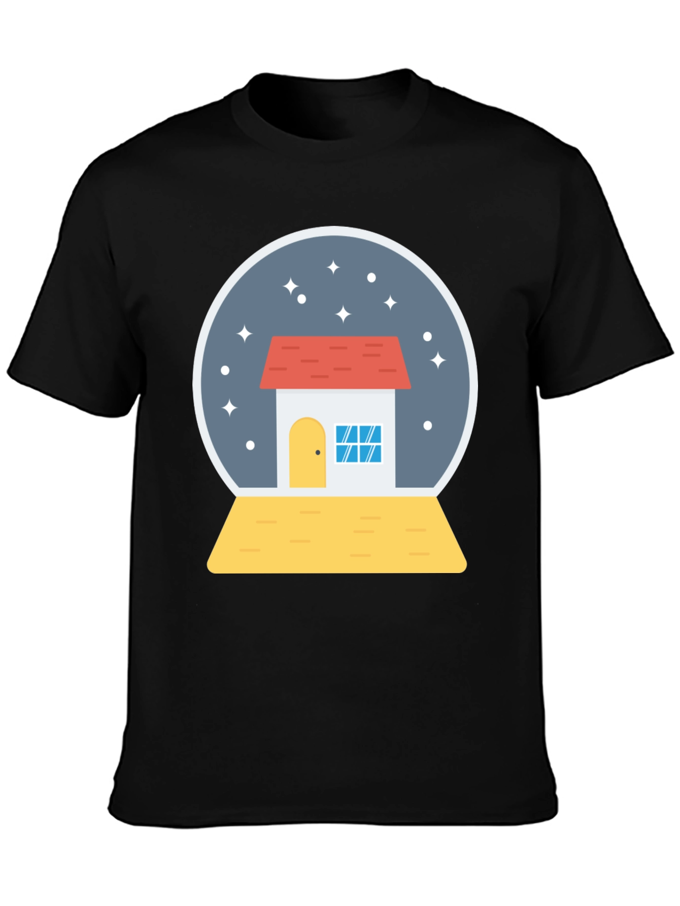 Snow Globe House Graphic Tee - Black