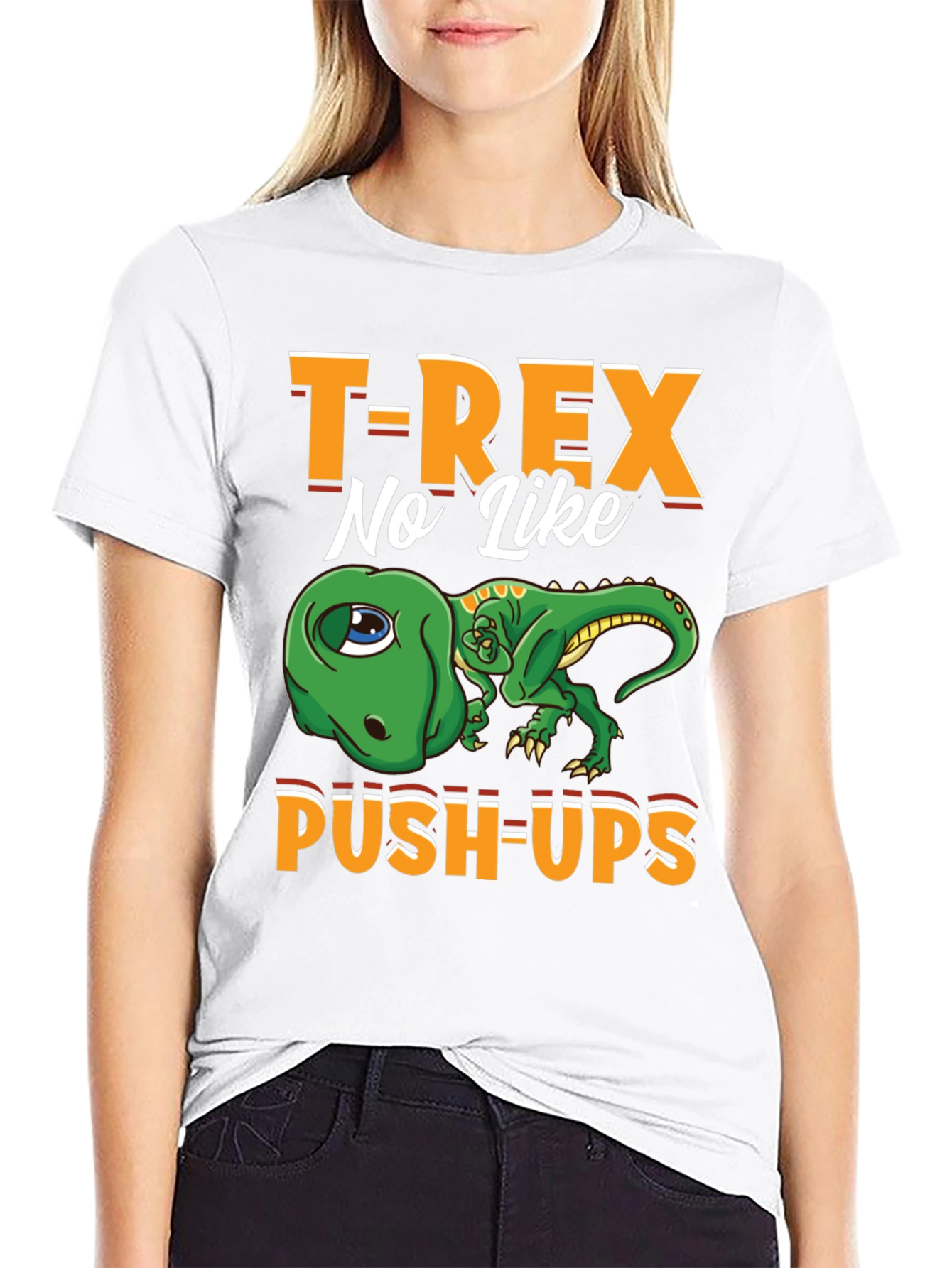 T-Rex No Like Push-Ups Graphic Tee