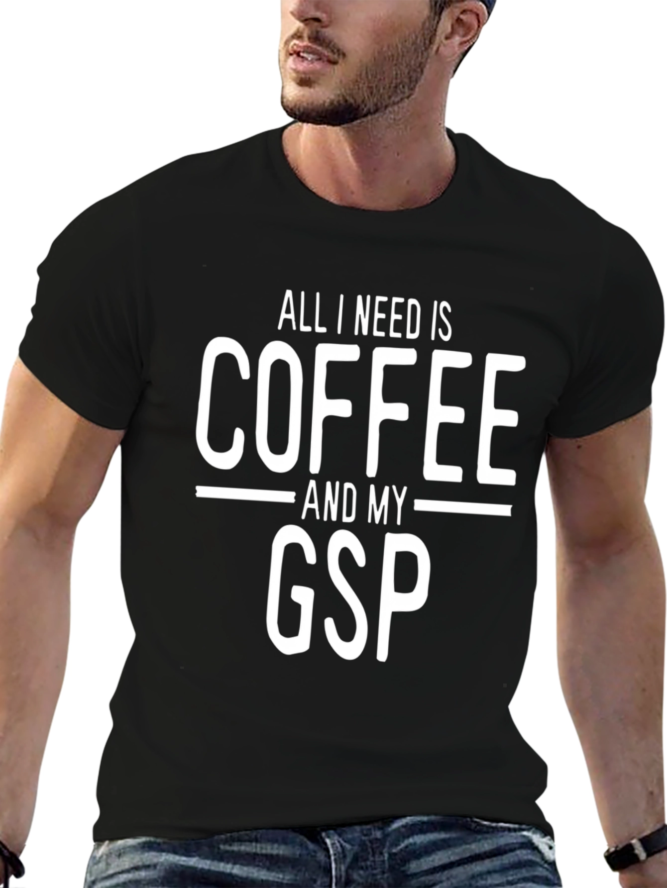 Coffee and GSP T-Shirt - Black Cotton Blend