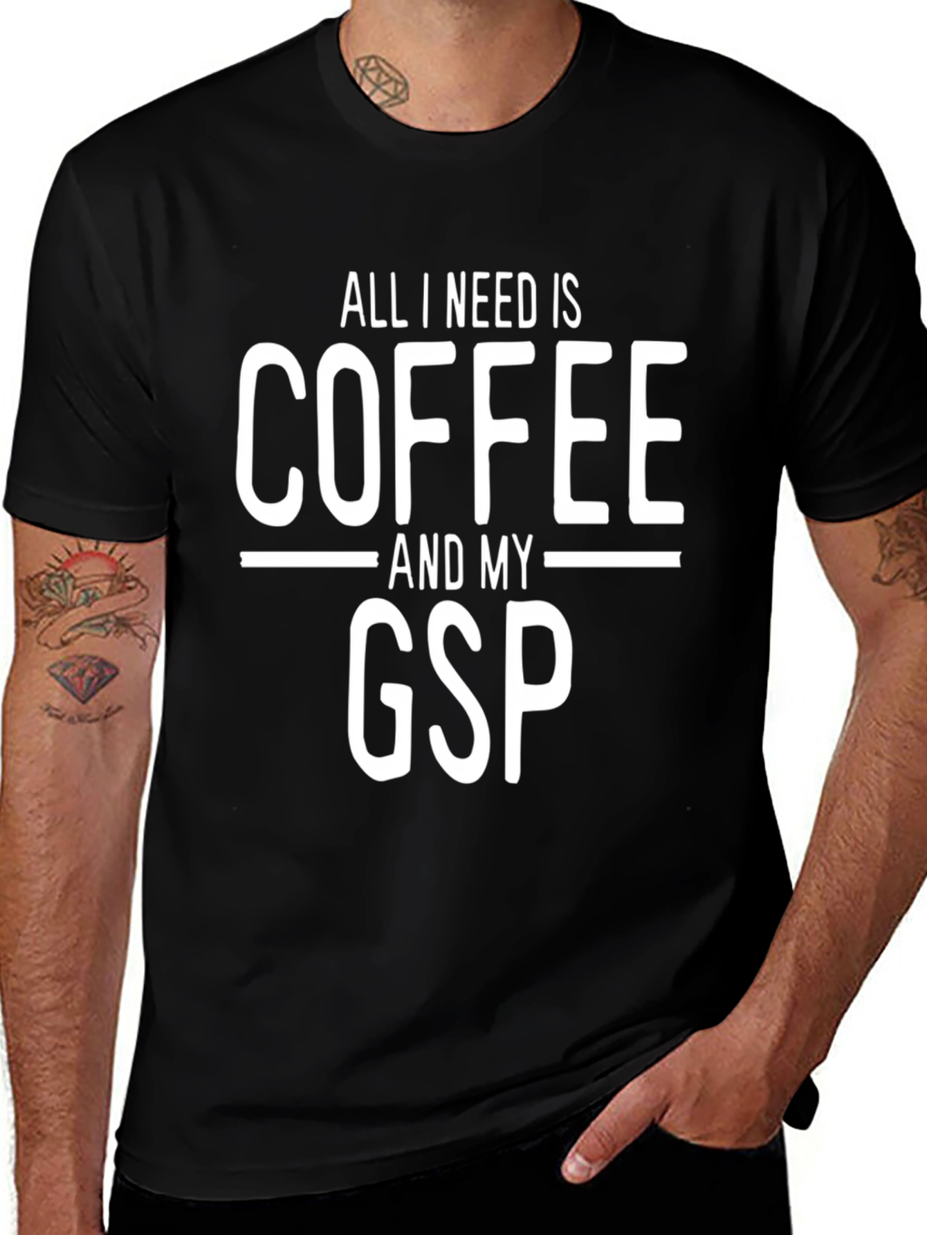 Coffee and GSP T-Shirt - Black Cotton Blend