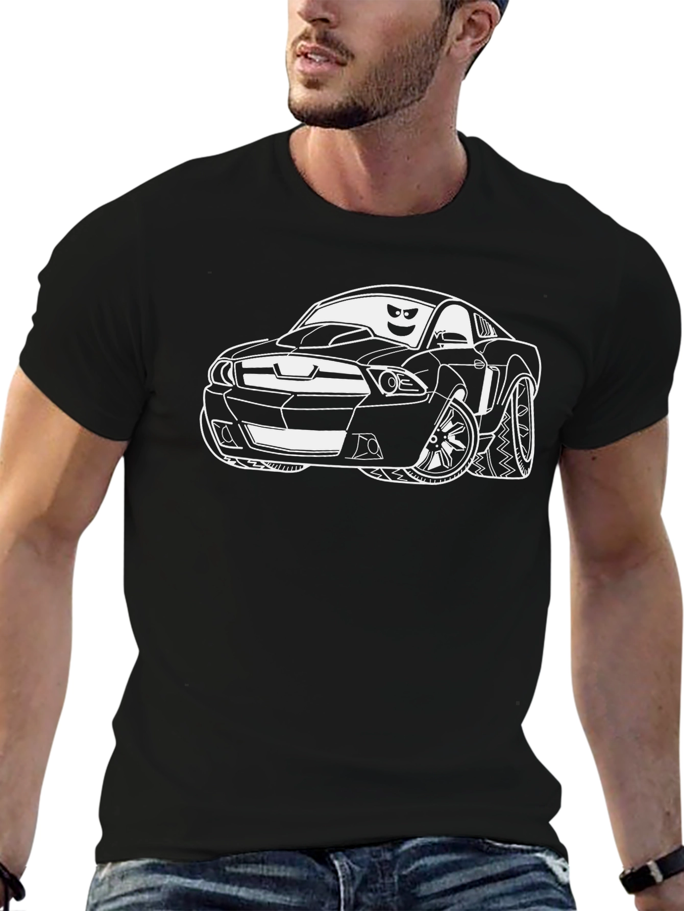 Cool Car Cartoon Graphic T-Shirt