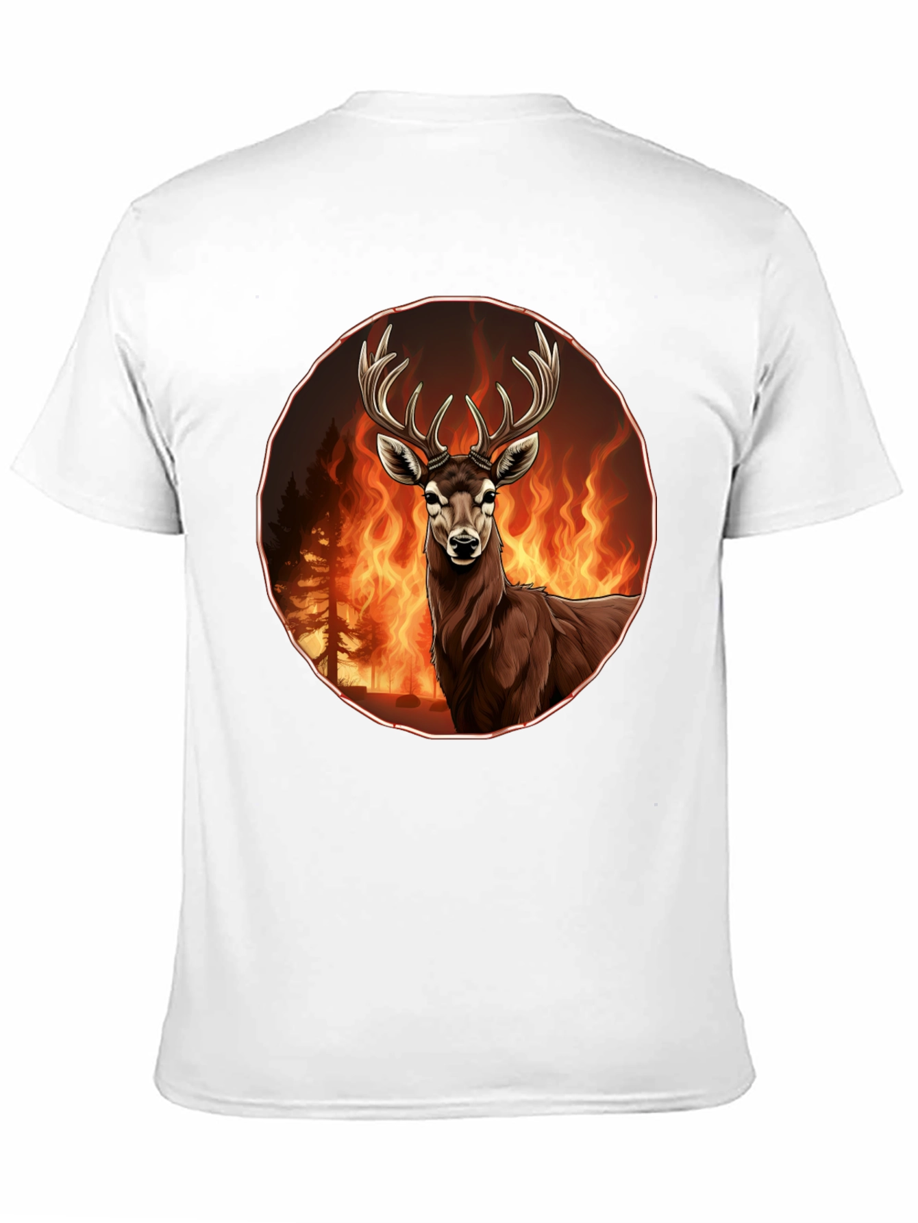 Deer in Flames Graphic Tee - Wildfire Design