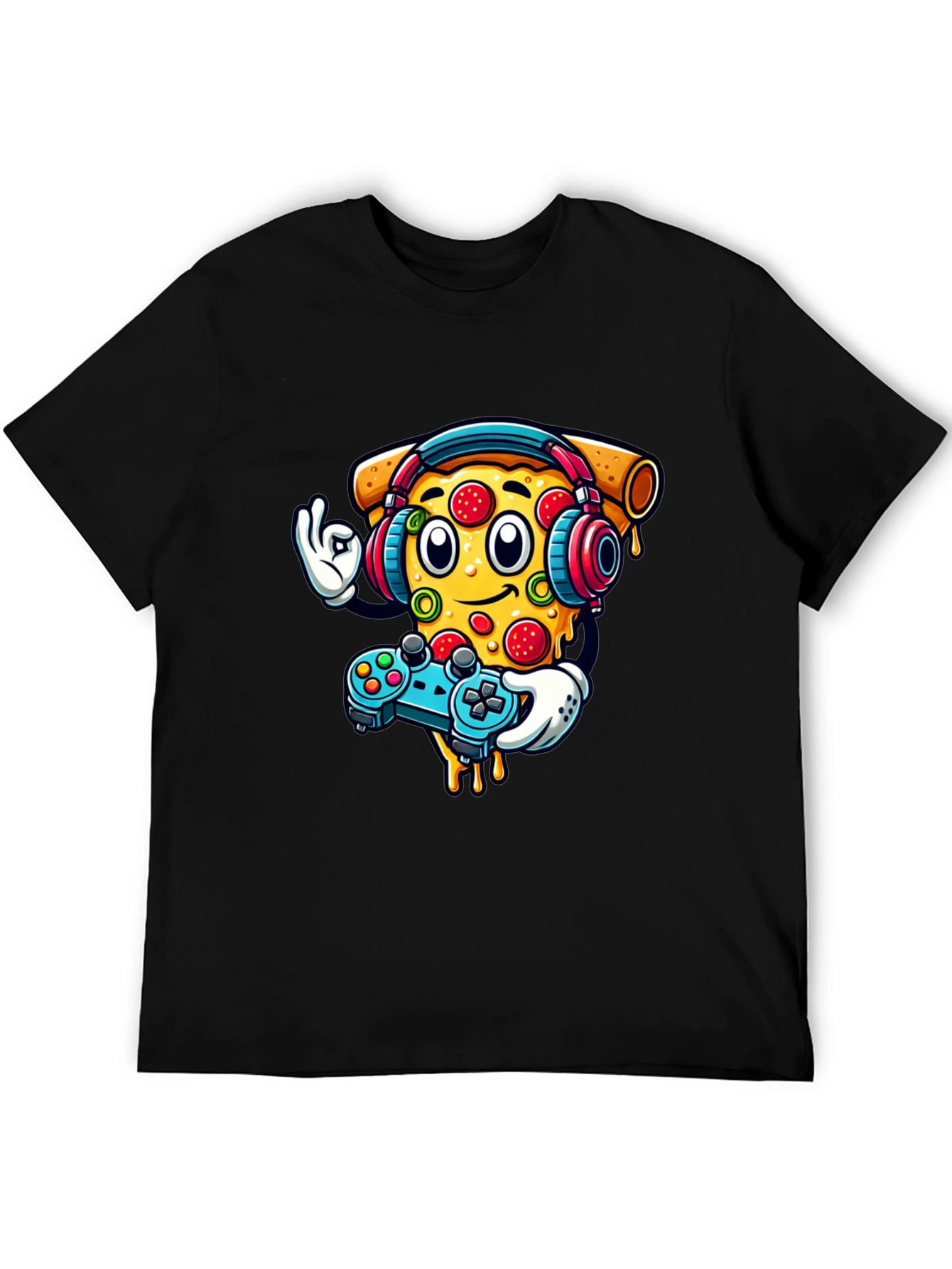 Pizza Gamer Graphic T-Shirt - Black