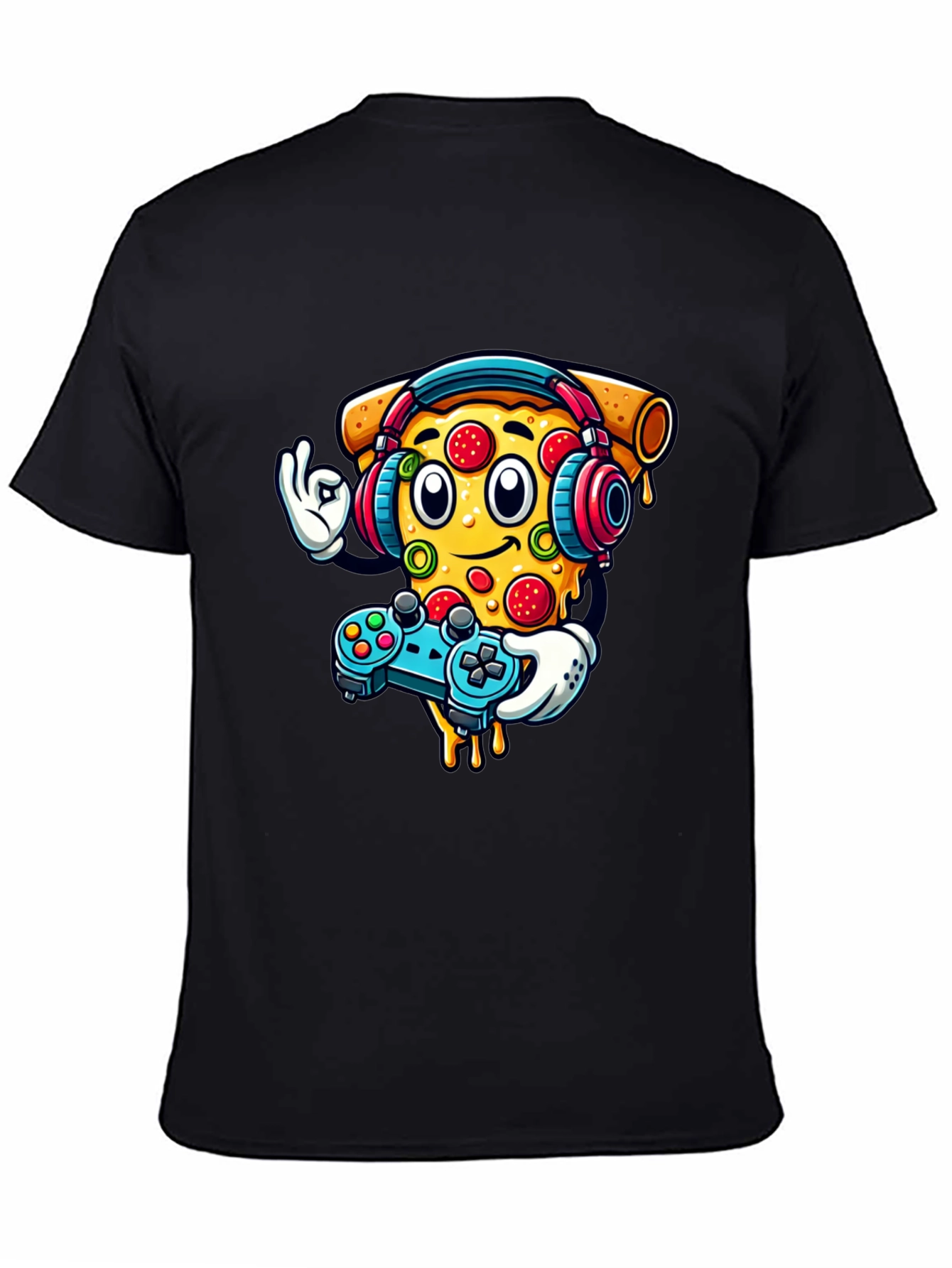 Pizza Gamer Graphic T-Shirt - Black
