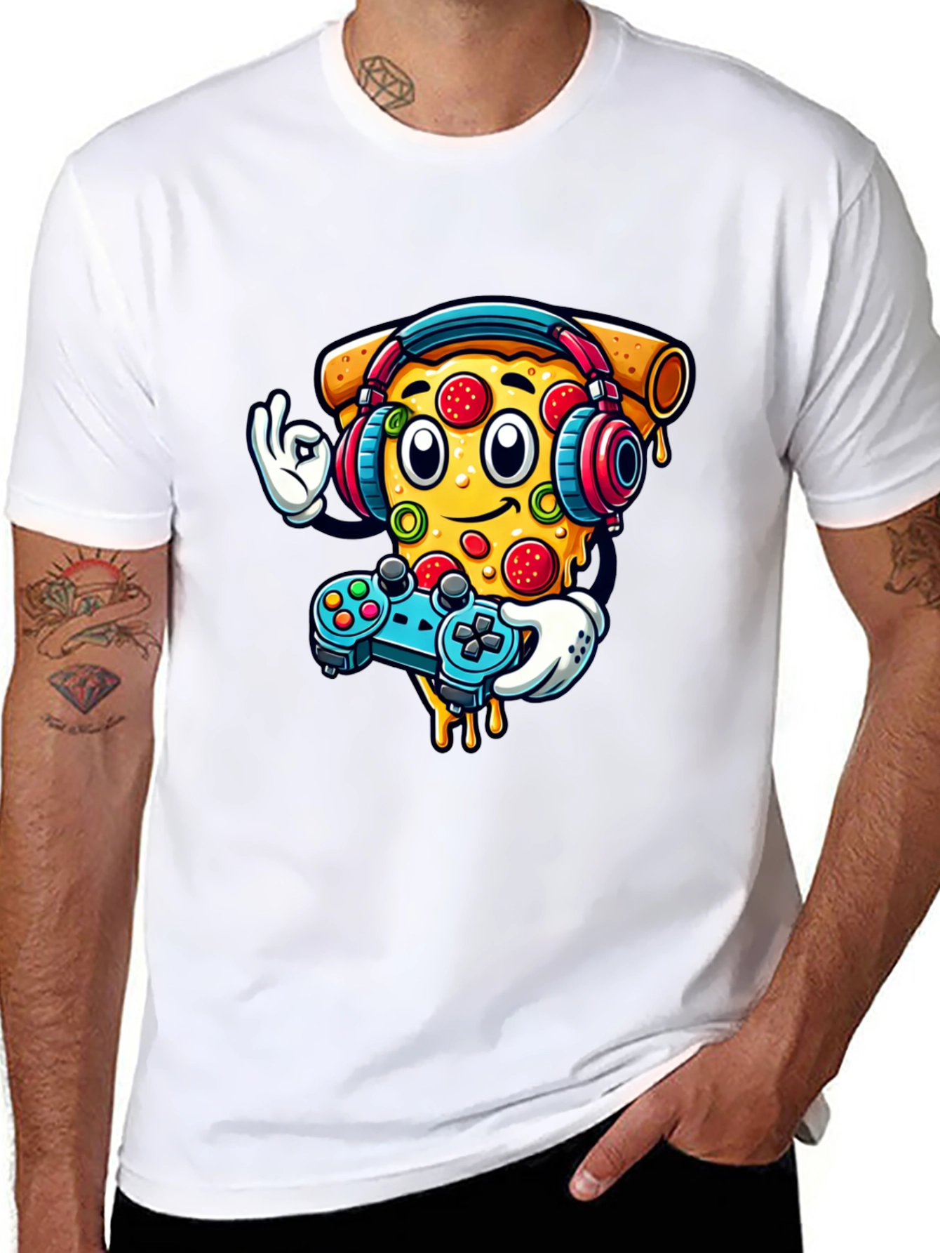 Pizza Gamer Graphic T-Shirt - Black