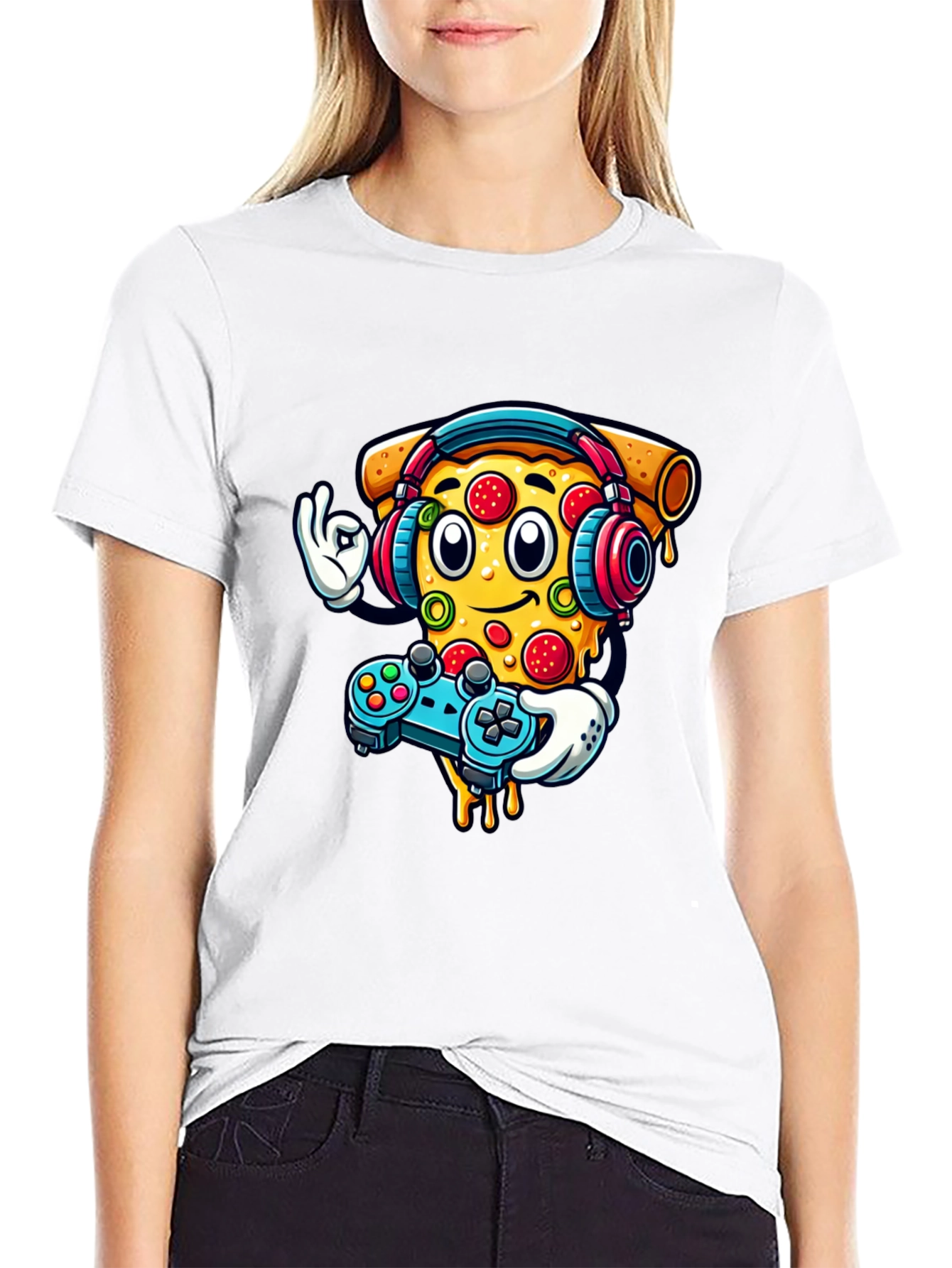 Pizza Gamer Graphic T-Shirt - Black