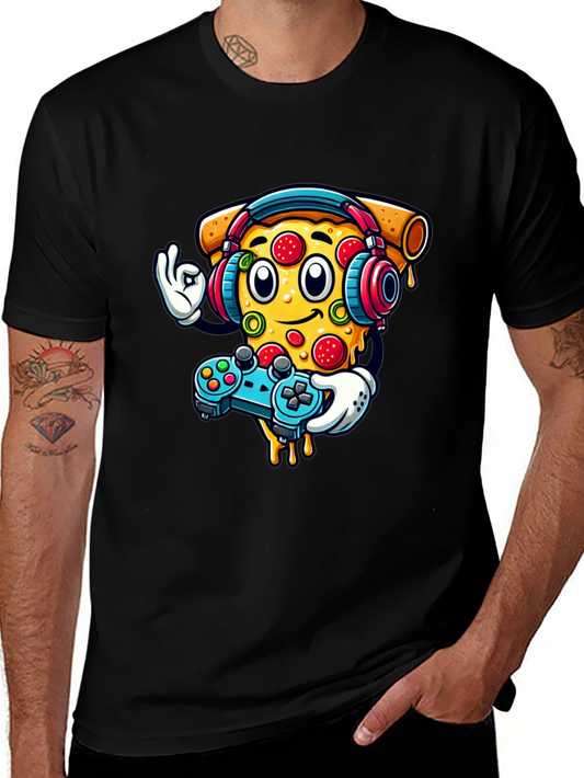 Pizza Gamer Graphic T-Shirt - Black