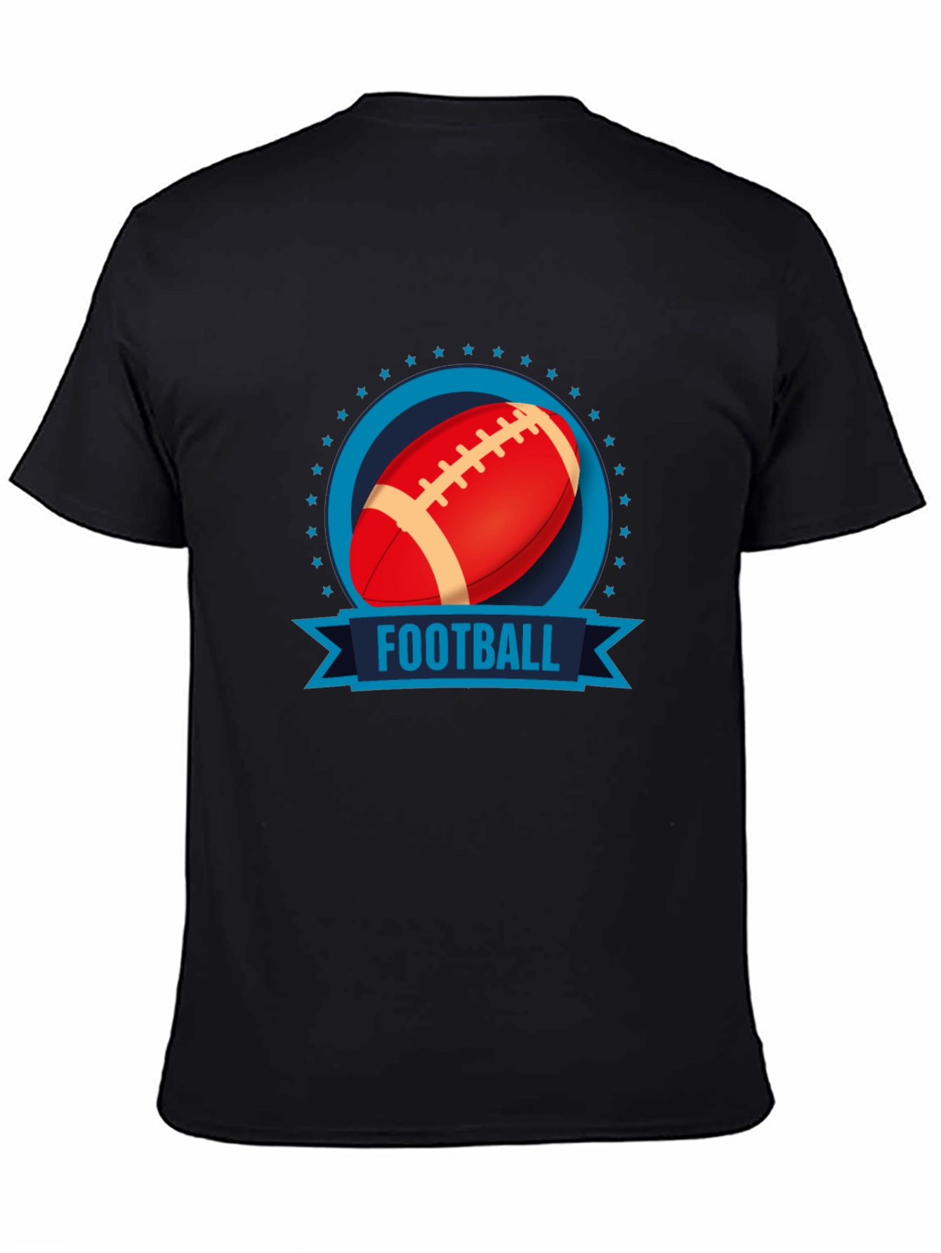 Football Graphic Print Black T-Shirt