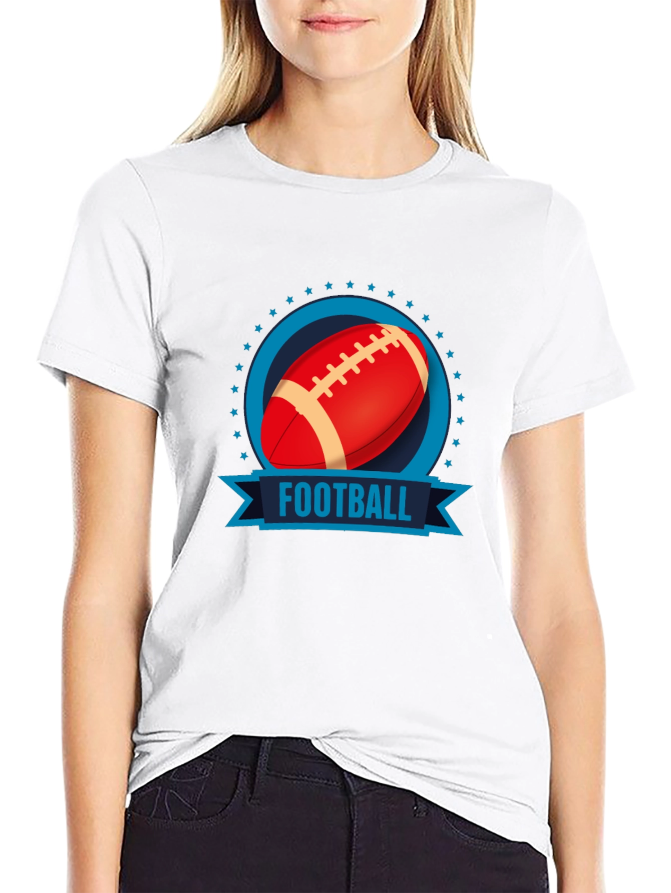 Football Graphic Print Black T-Shirt