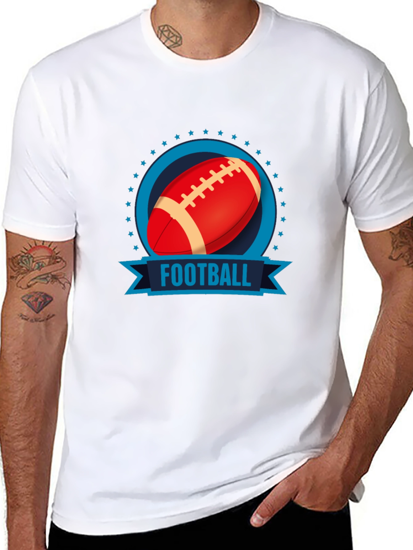 Football Graphic Print Black T-Shirt