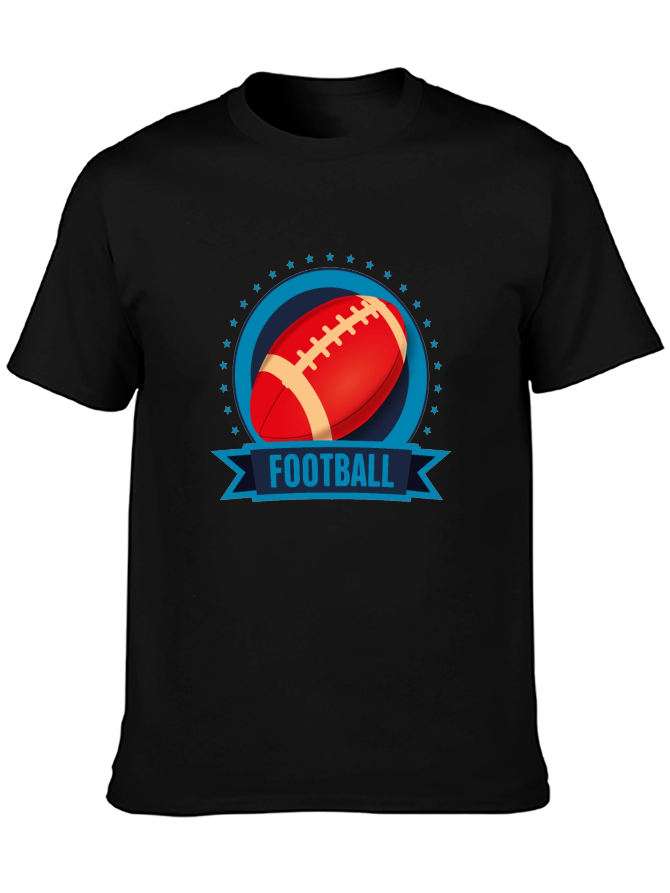 Football Graphic Print Black T-Shirt