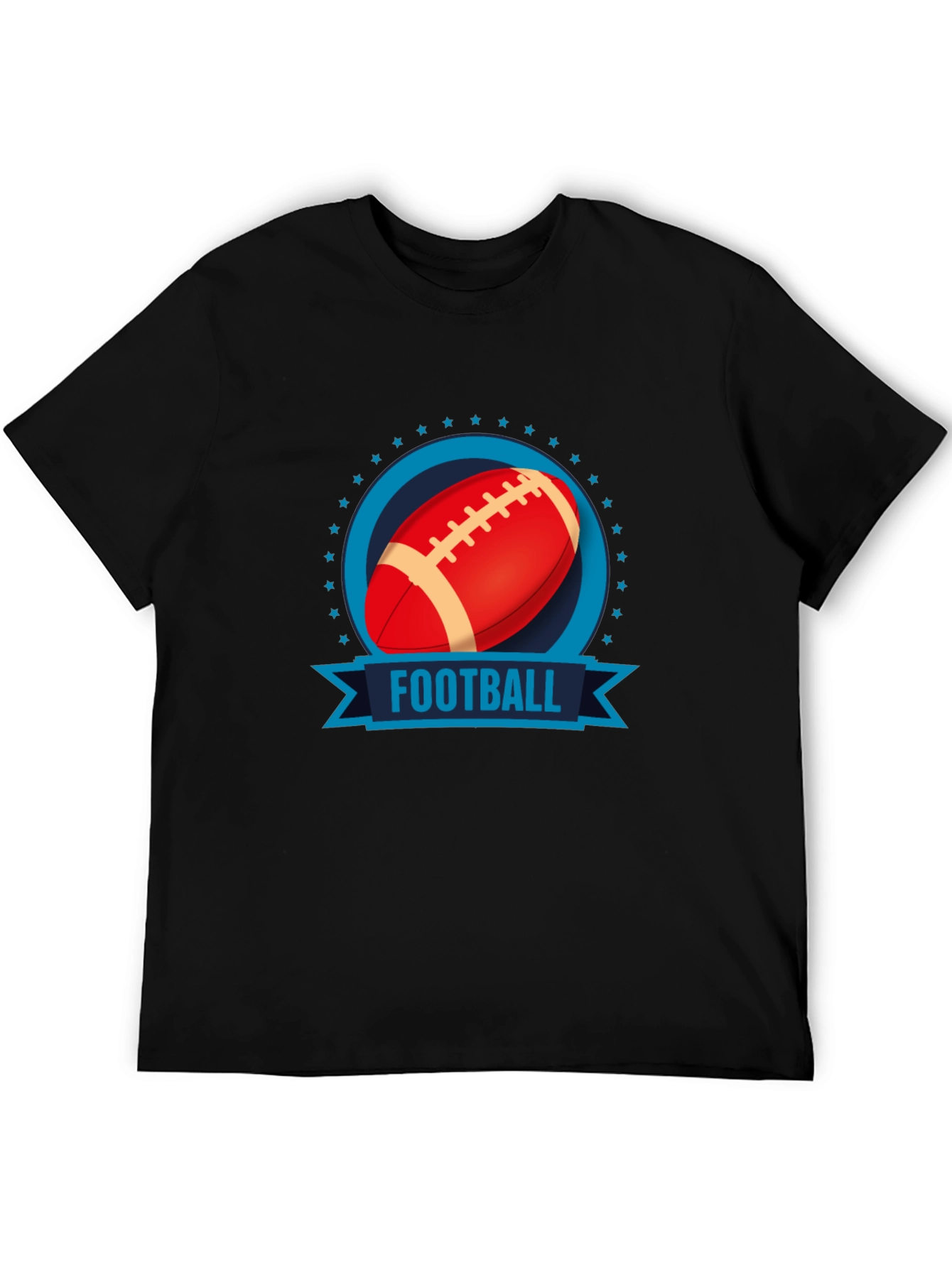 Football Graphic Print Black T-Shirt