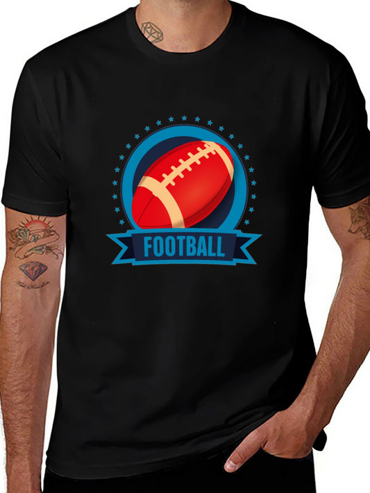 Football Graphic Print Black T-Shirt