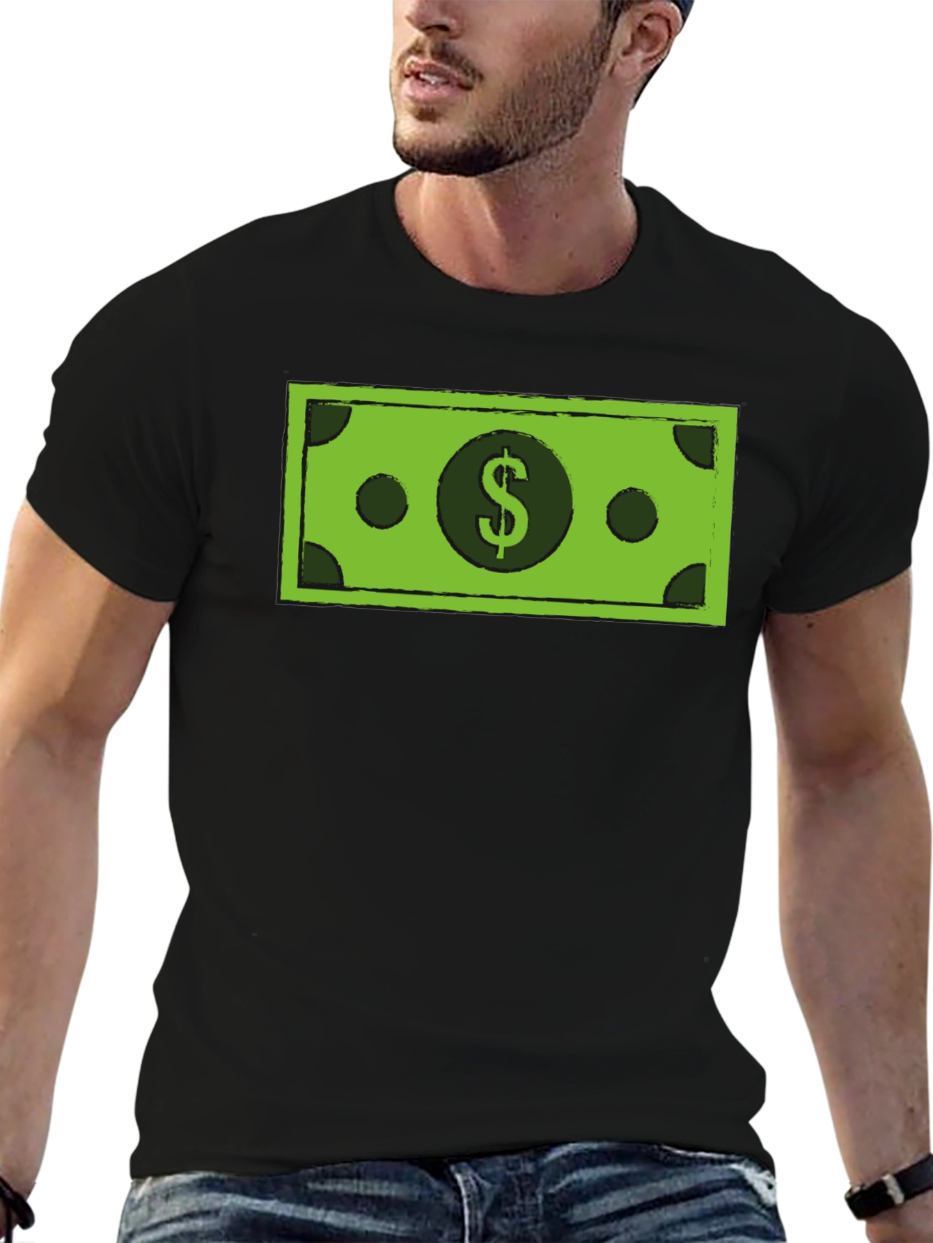 Money Graphic Tee - Black Crew Neck T-Shirt