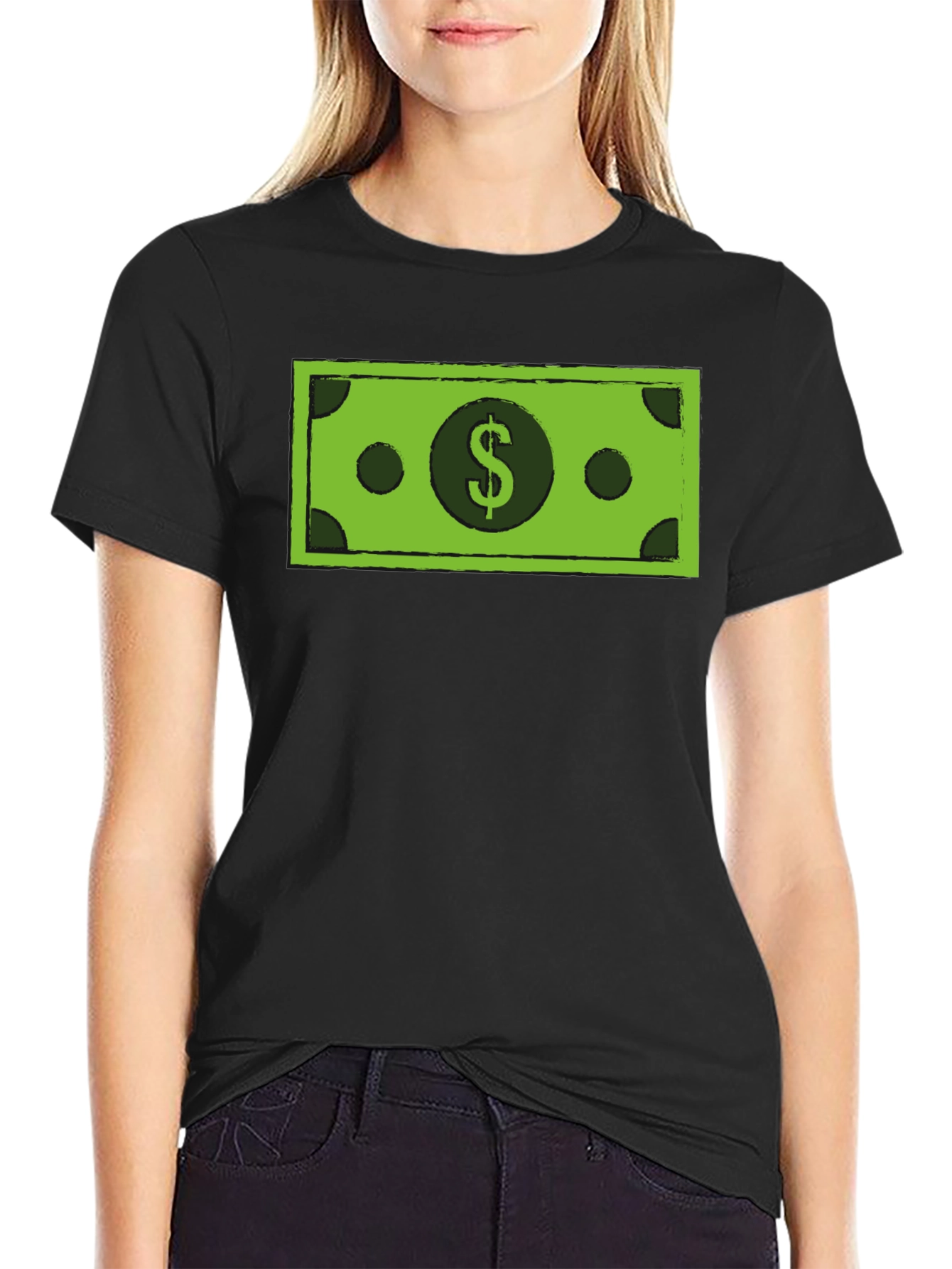 Money Graphic Tee - Black Crew Neck T-Shirt