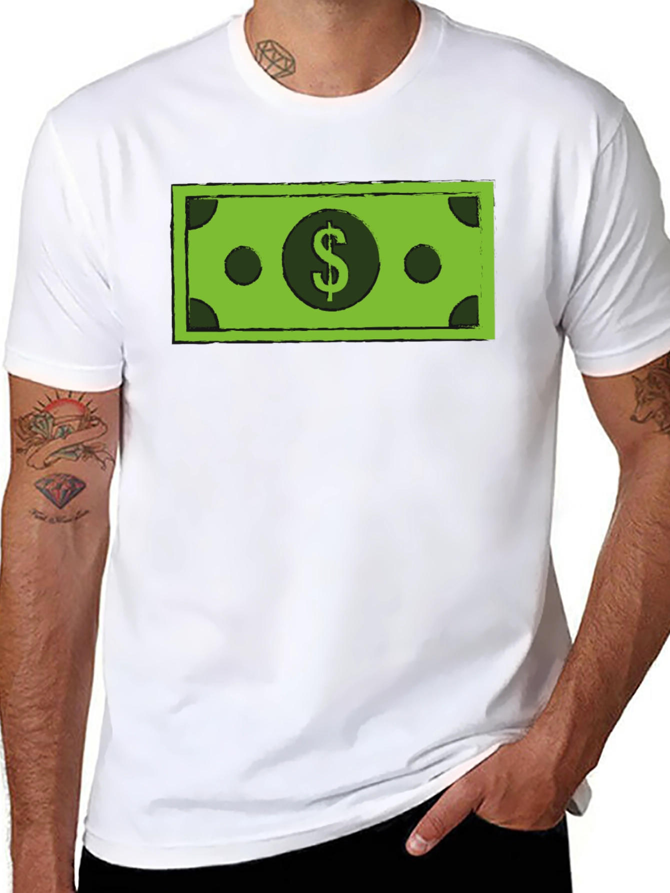 Money Graphic Tee - Black Crew Neck T-Shirt