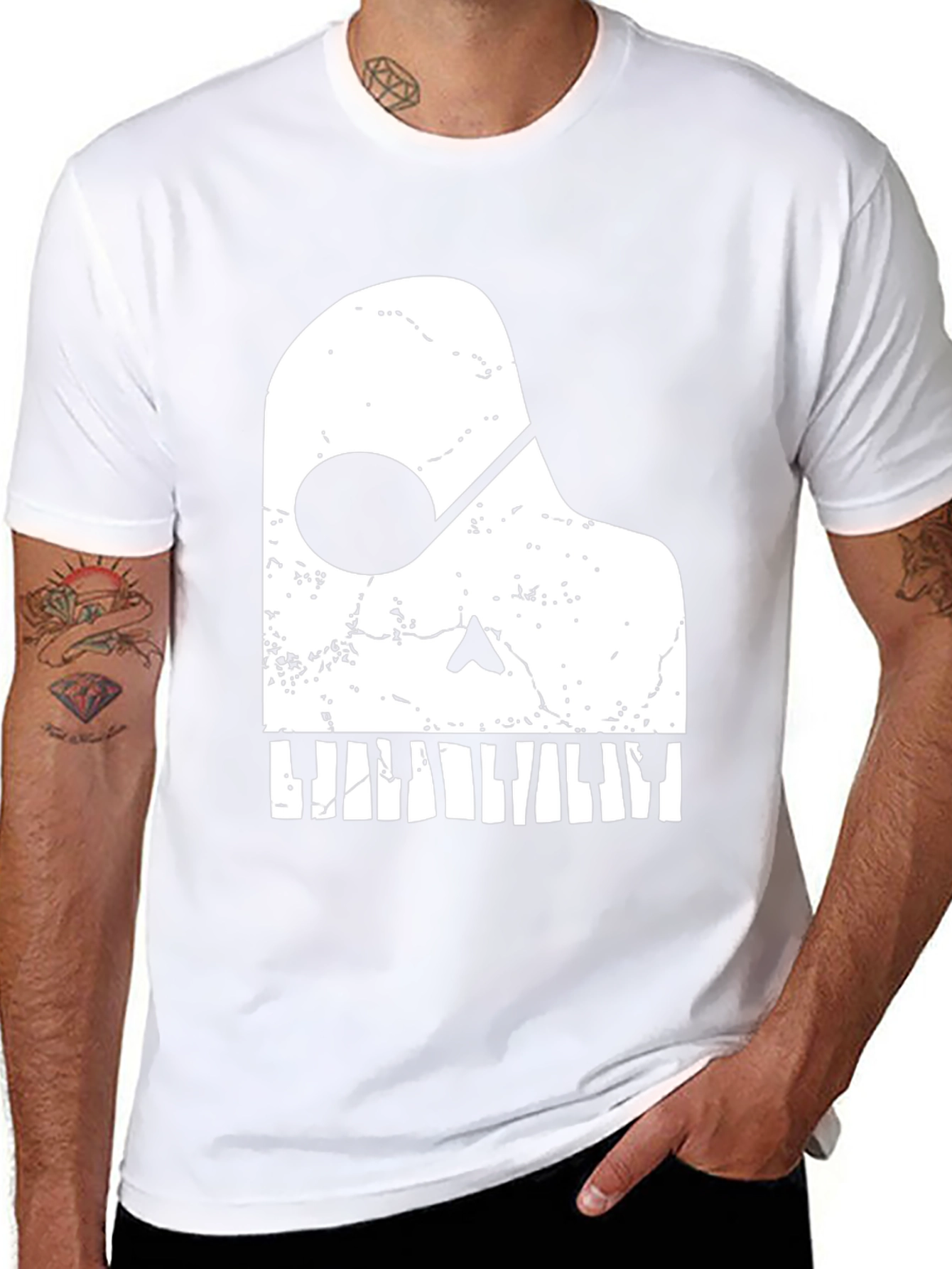 Piano Skull Graphic Tee - Music Lover T-Shirt