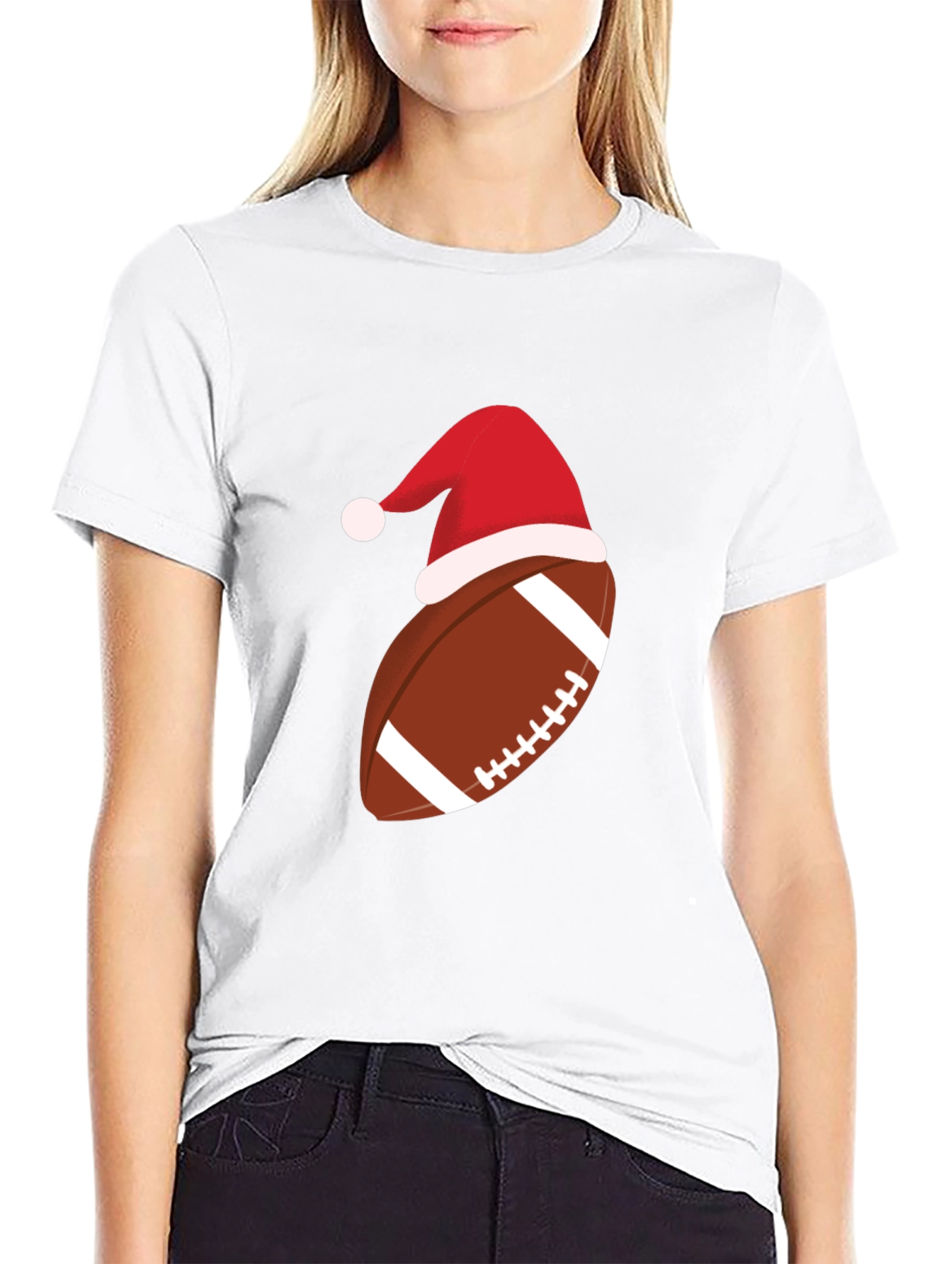 Festive Football Santa Hat T-Shirt