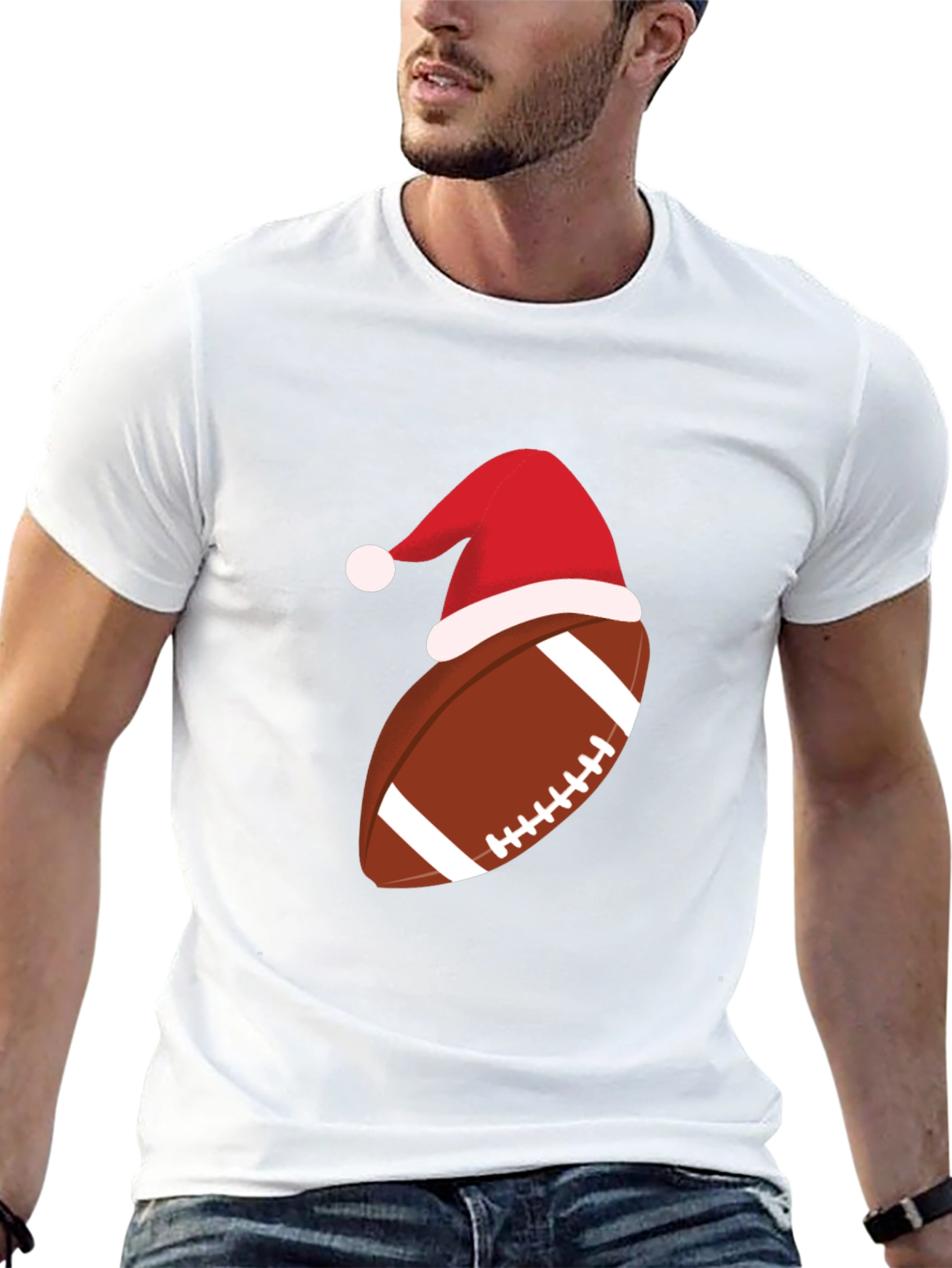 Festive Football Santa Hat T-Shirt