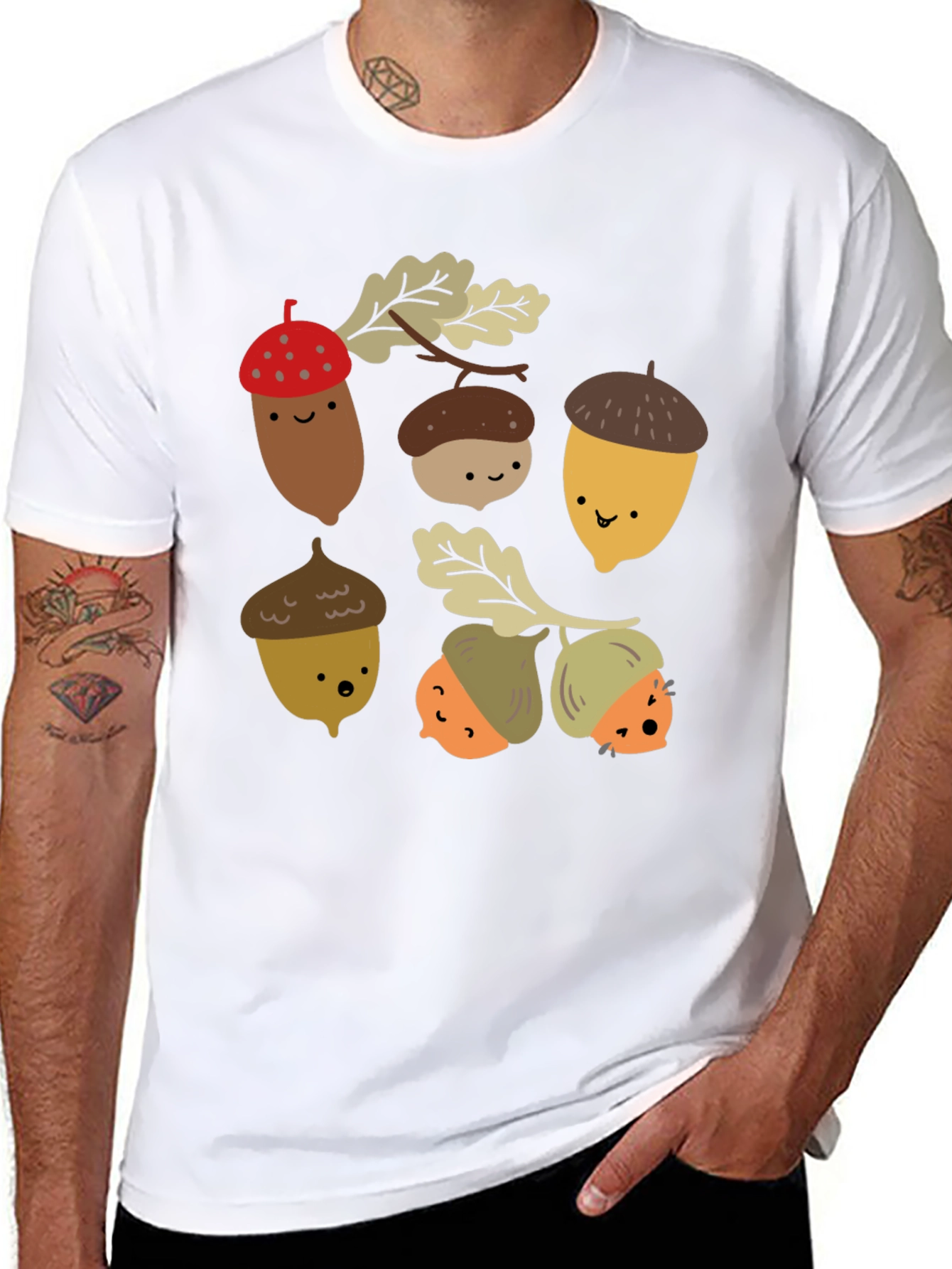 Cute Acorn Cartoon Graphic T-Shirt
