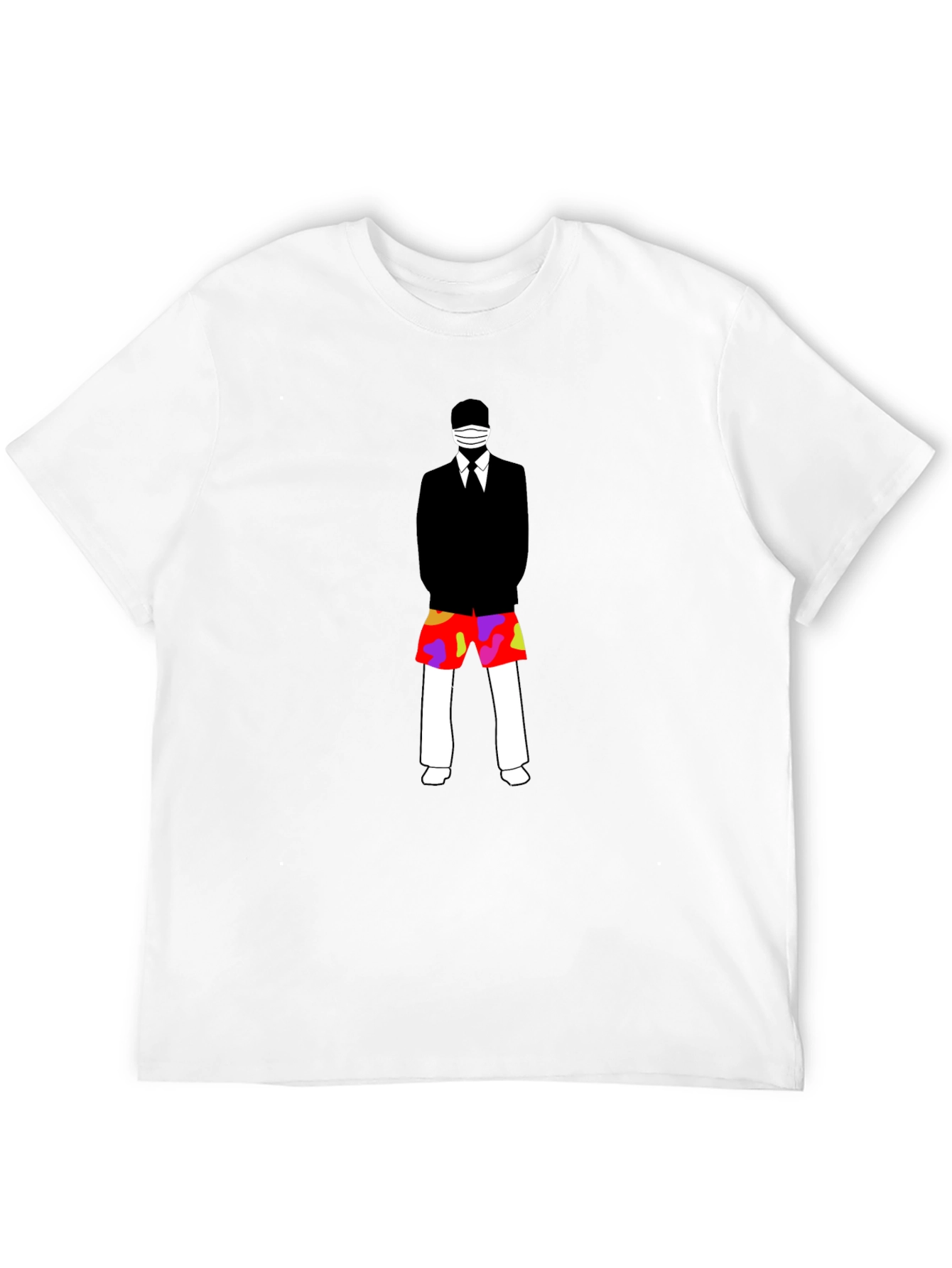 Masked Suit Man Summer Shorts Graphic T-Shirt