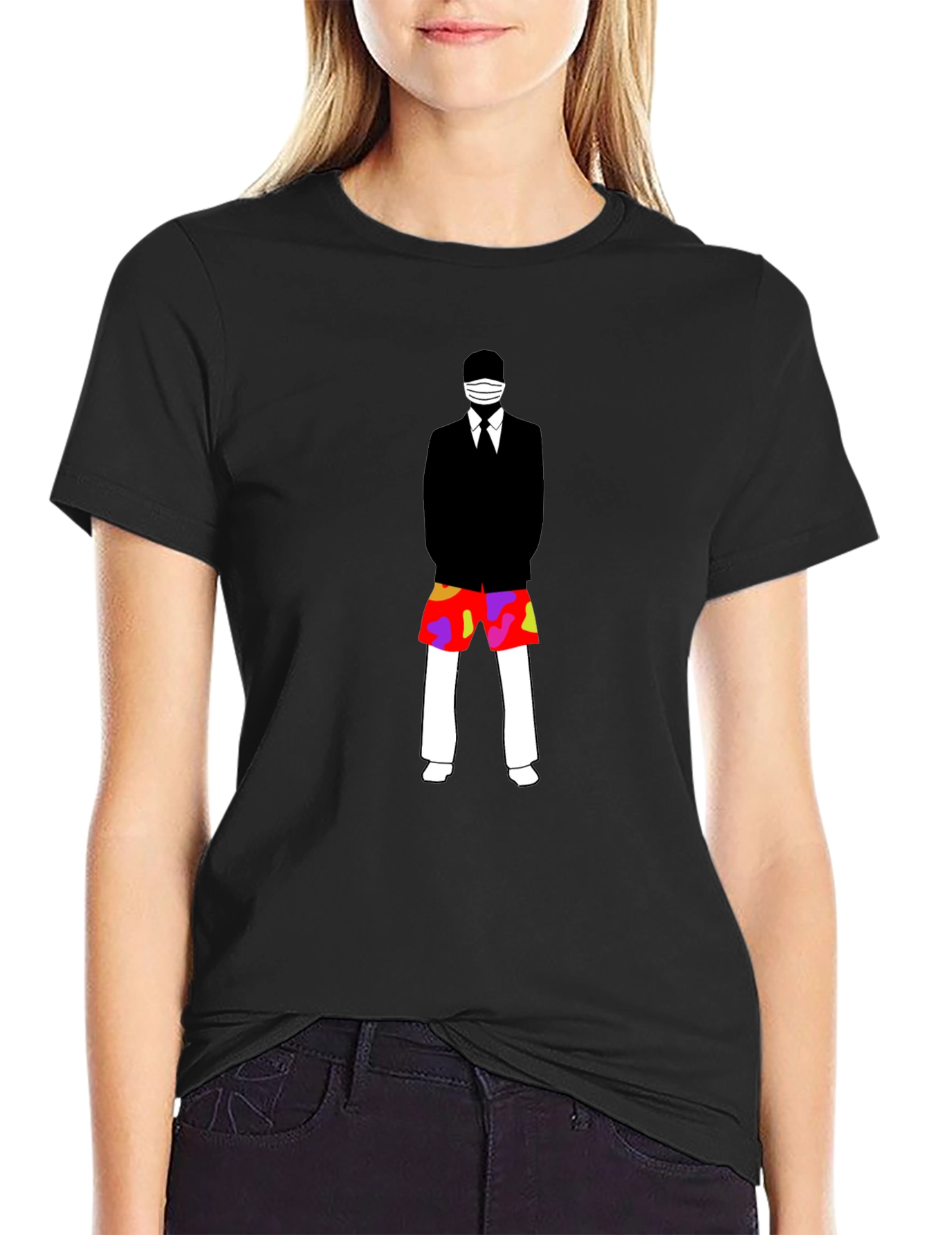 Masked Suit Man Summer Shorts Graphic T-Shirt