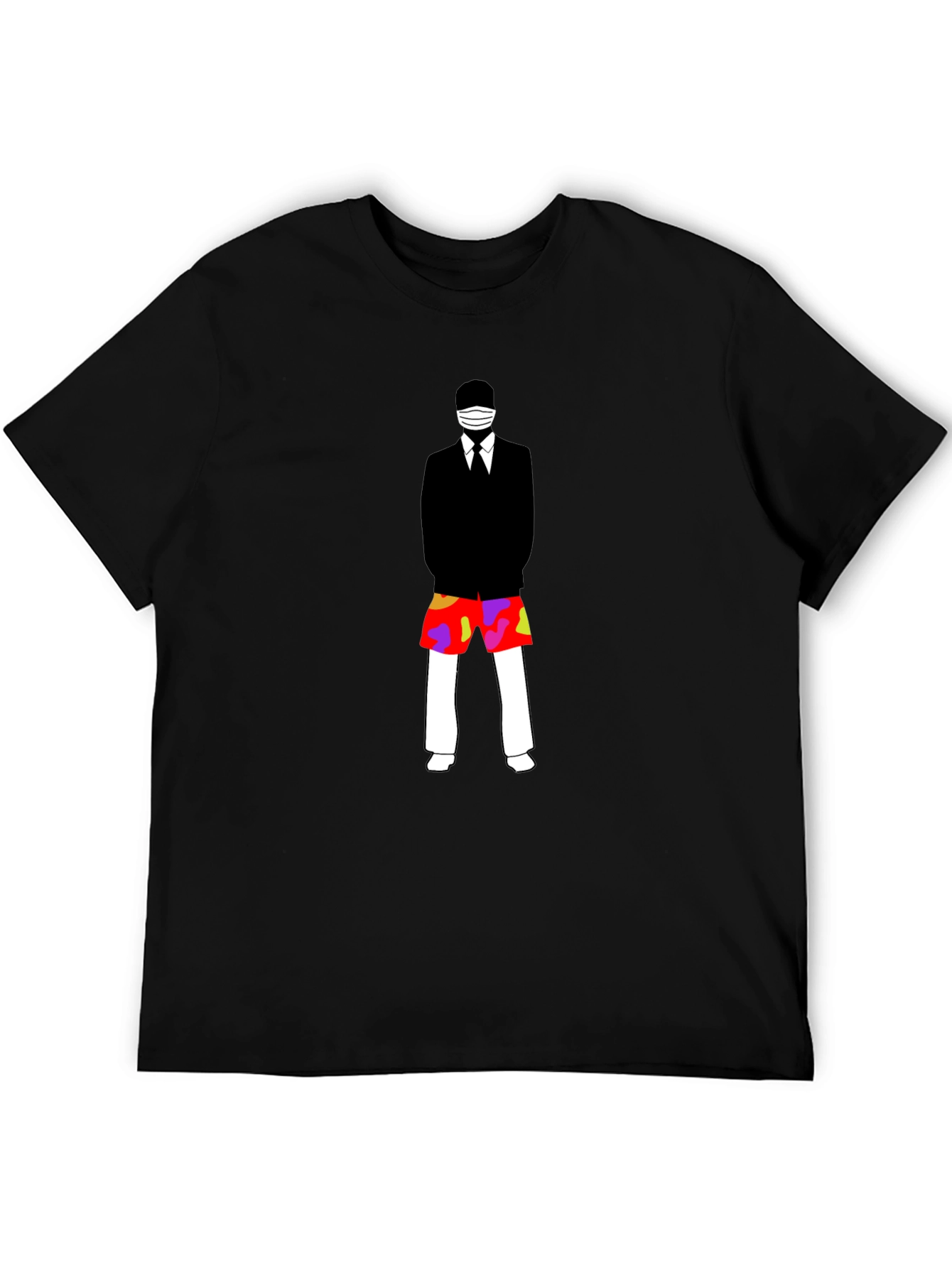 Masked Suit Man Summer Shorts Graphic T-Shirt