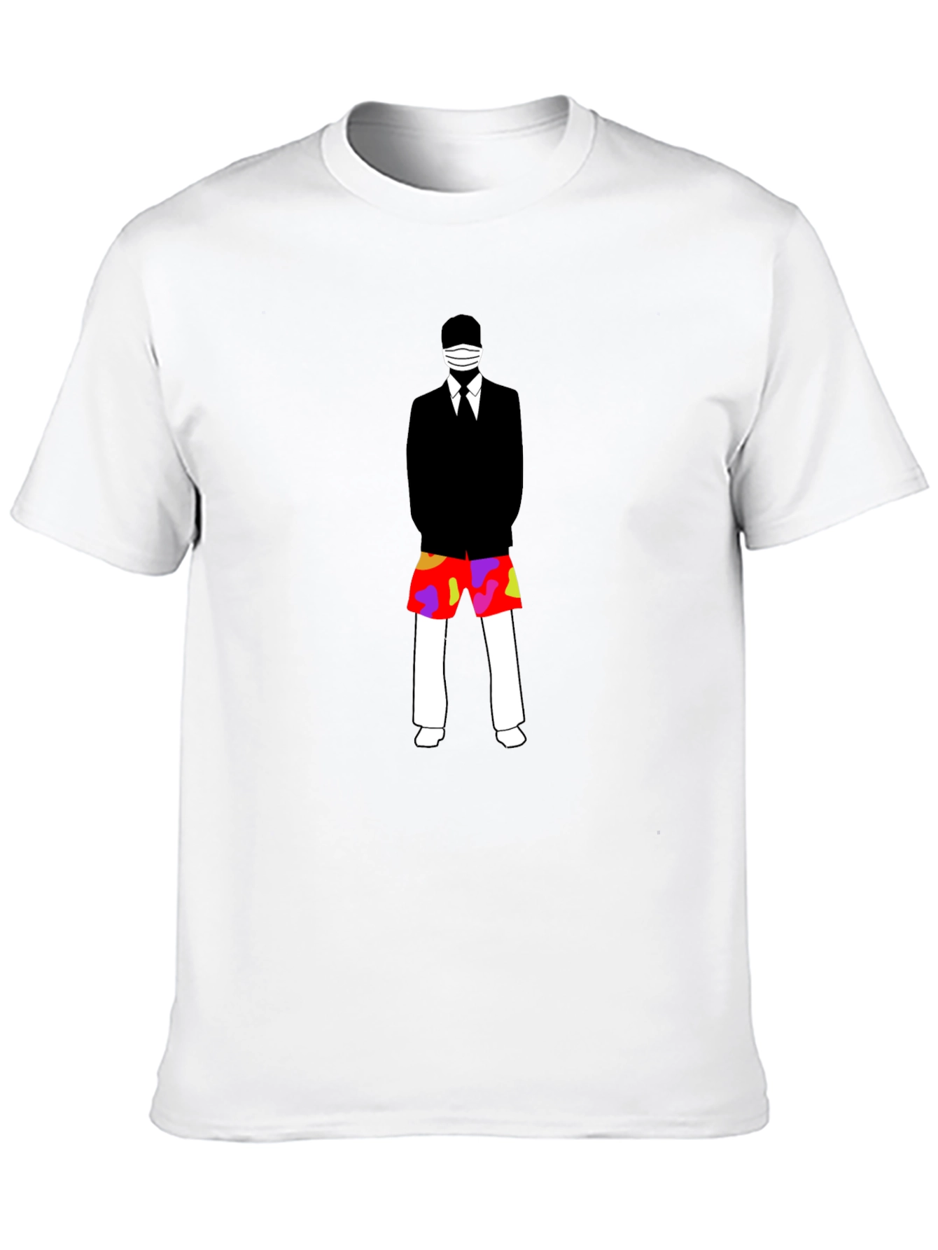 Masked Suit Man Summer Shorts Graphic T-Shirt