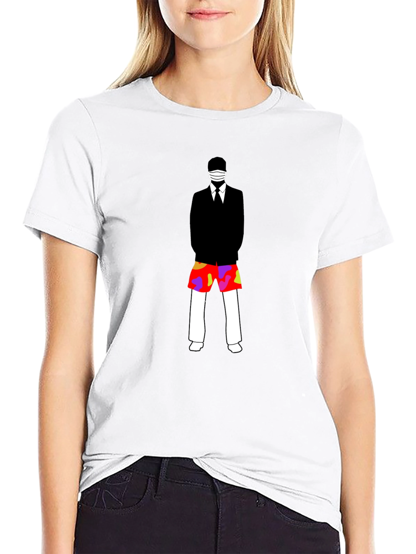 Masked Suit Man Summer Shorts Graphic T-Shirt