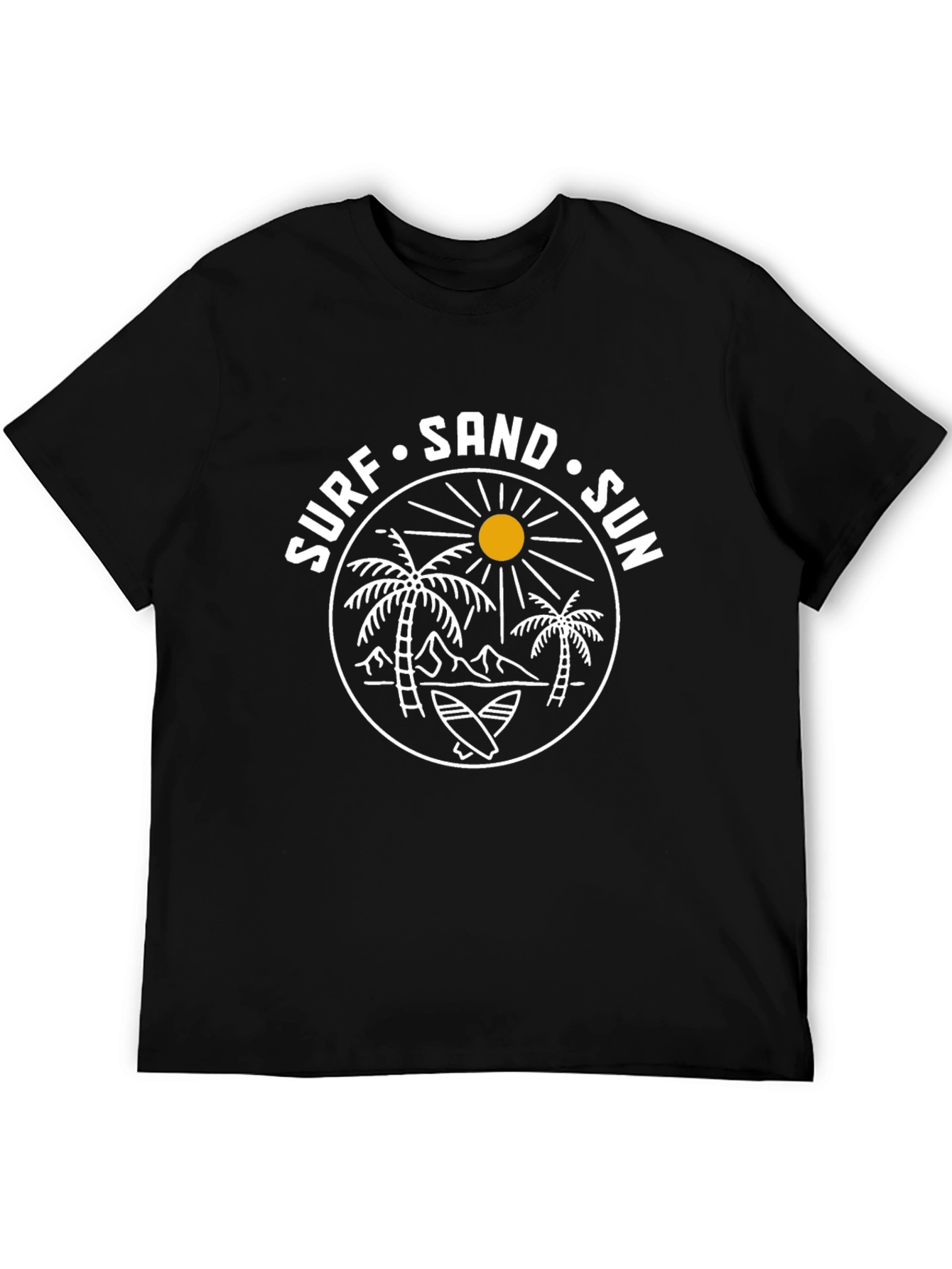 Surf Sand Sun Graphic Tee - Black Cotton T-Shirt