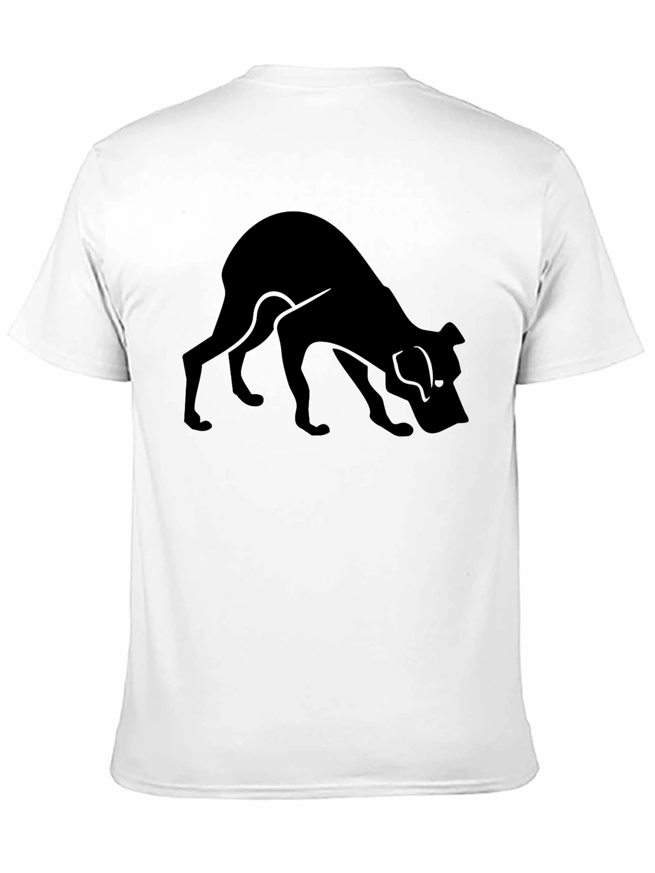 Mens Black Dog Graphic T-Shirt - Sniffing Silhouette Design