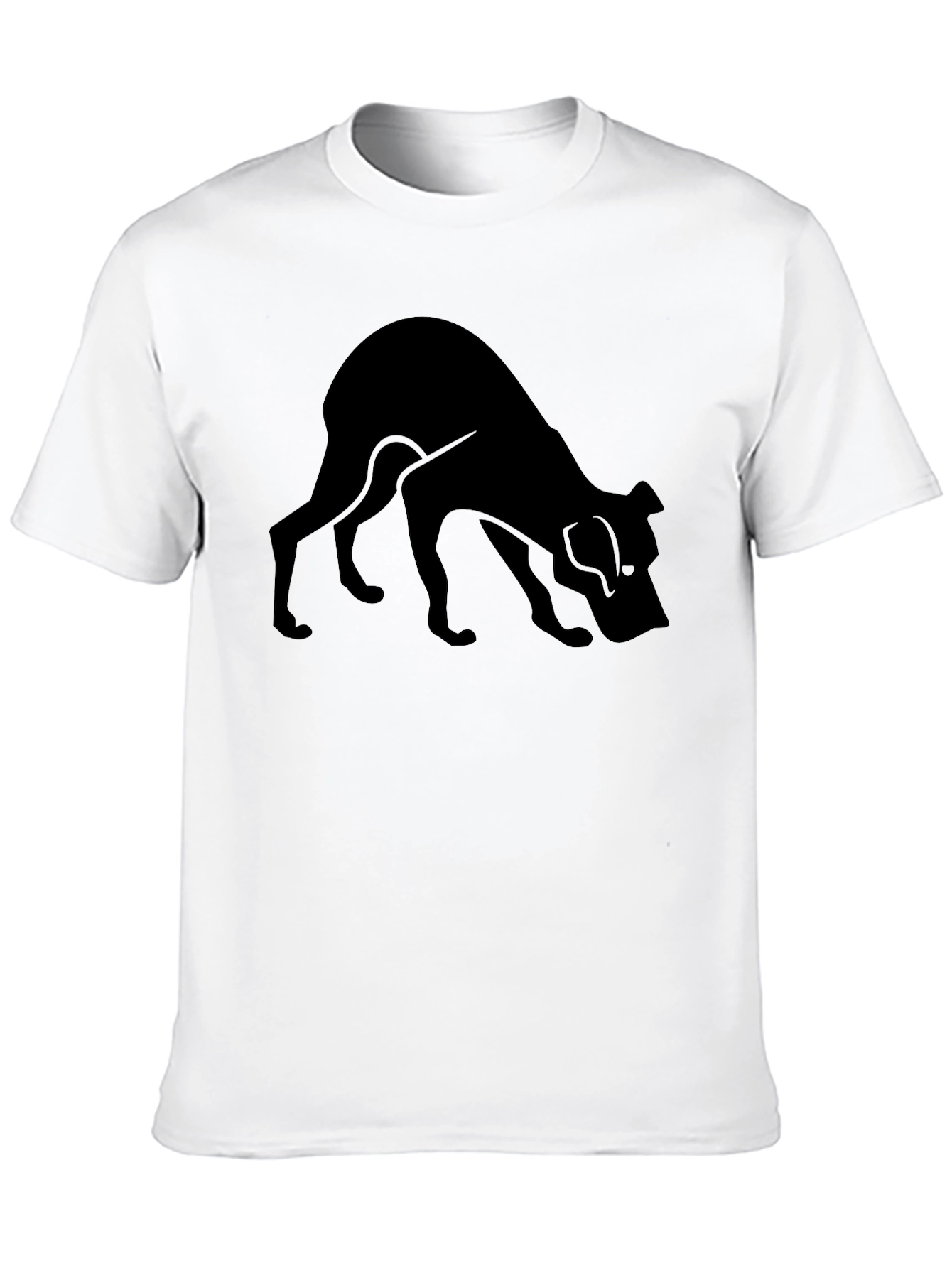 Mens Black Dog Graphic T-Shirt - Sniffing Silhouette Design