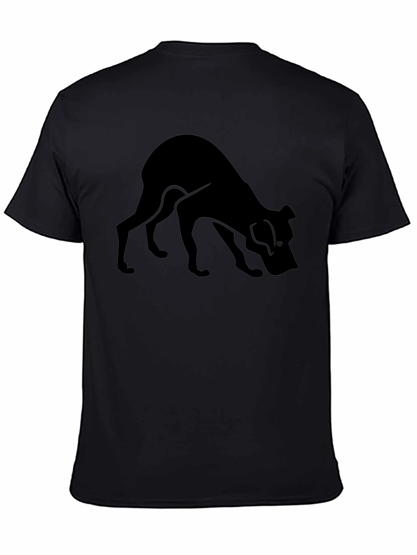 Mens Black Dog Graphic T-Shirt - Sniffing Silhouette Design