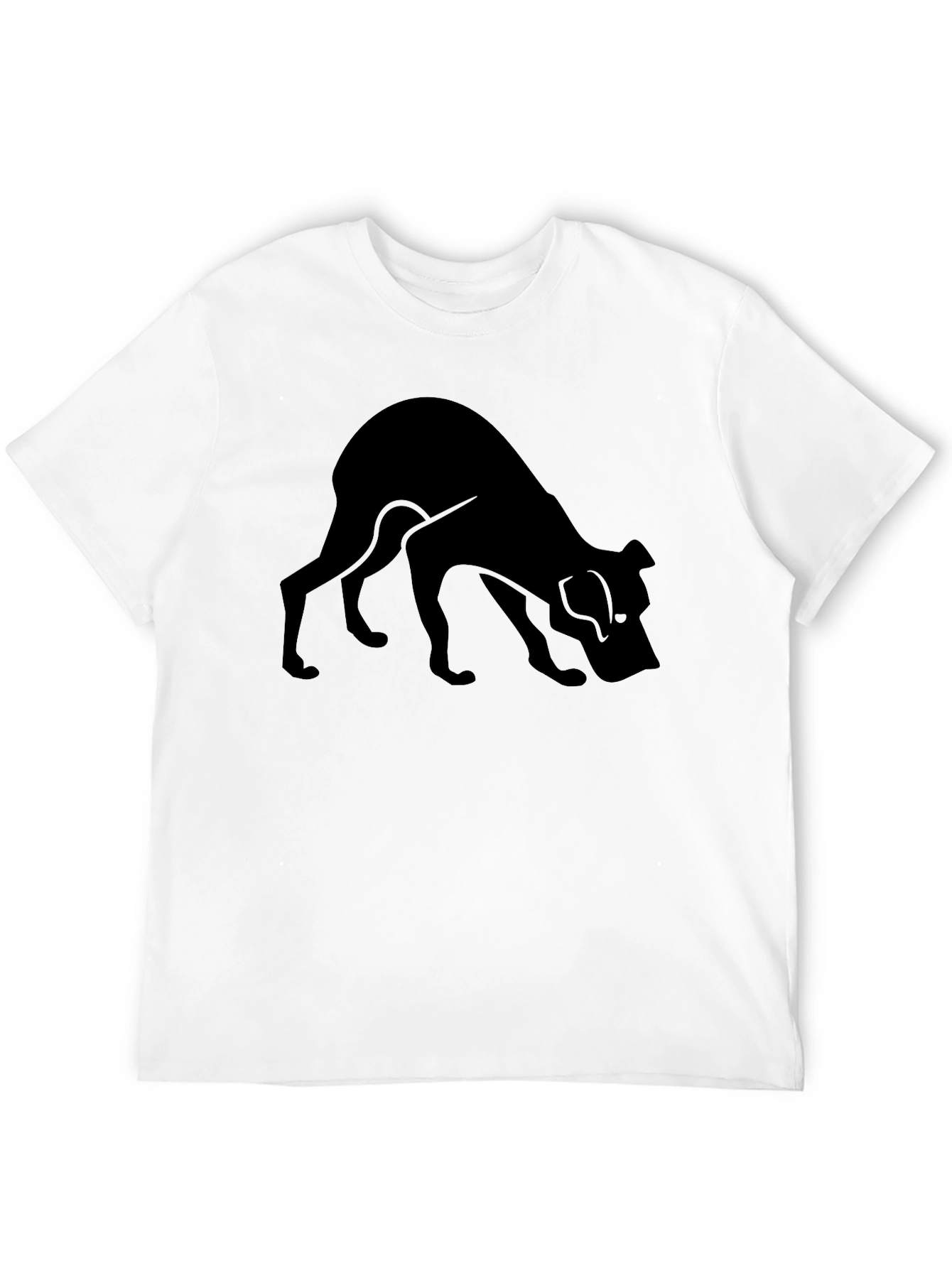 Mens Black Dog Graphic T-Shirt - Sniffing Silhouette Design